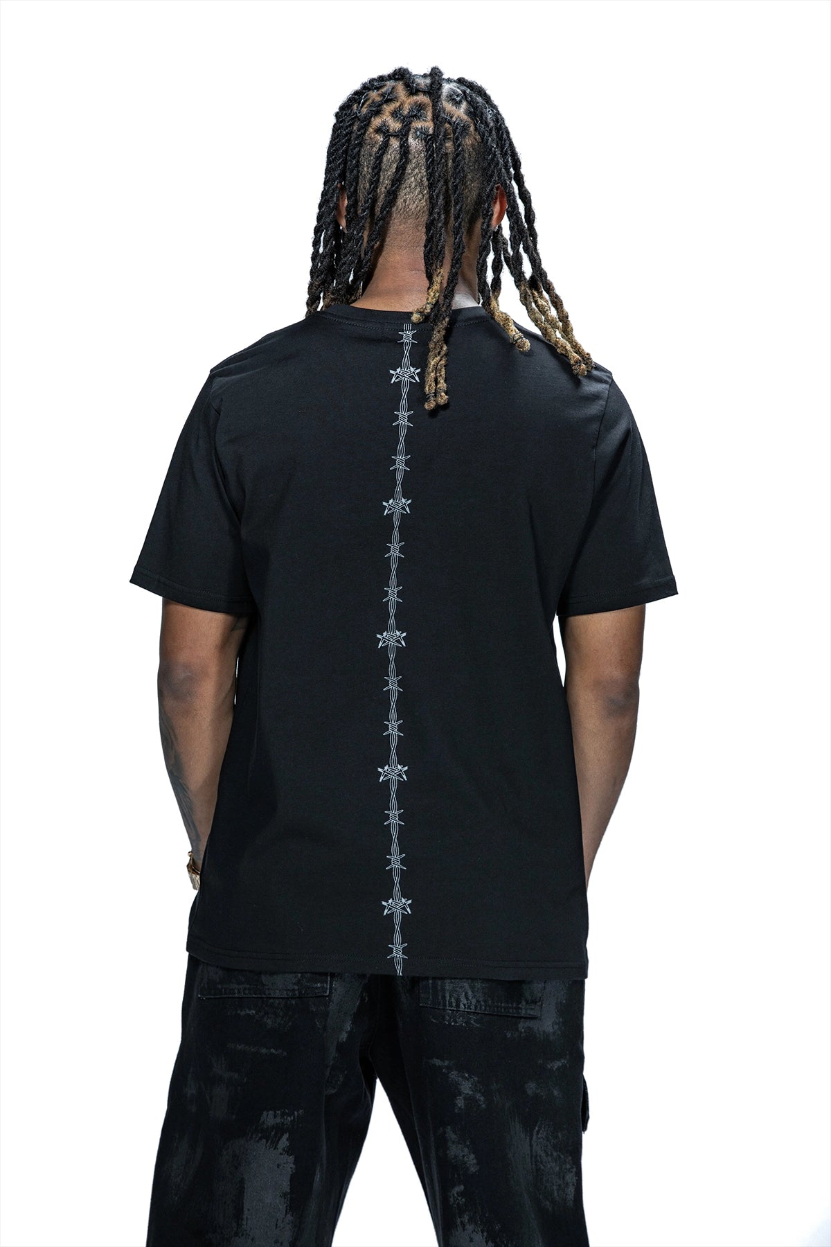 LIAM Short Sleeve T-Shirt for Men - Black Barbed Wire Graphic Tee | Casual Streetwear Top for Everyday Wear, Gym & Outings