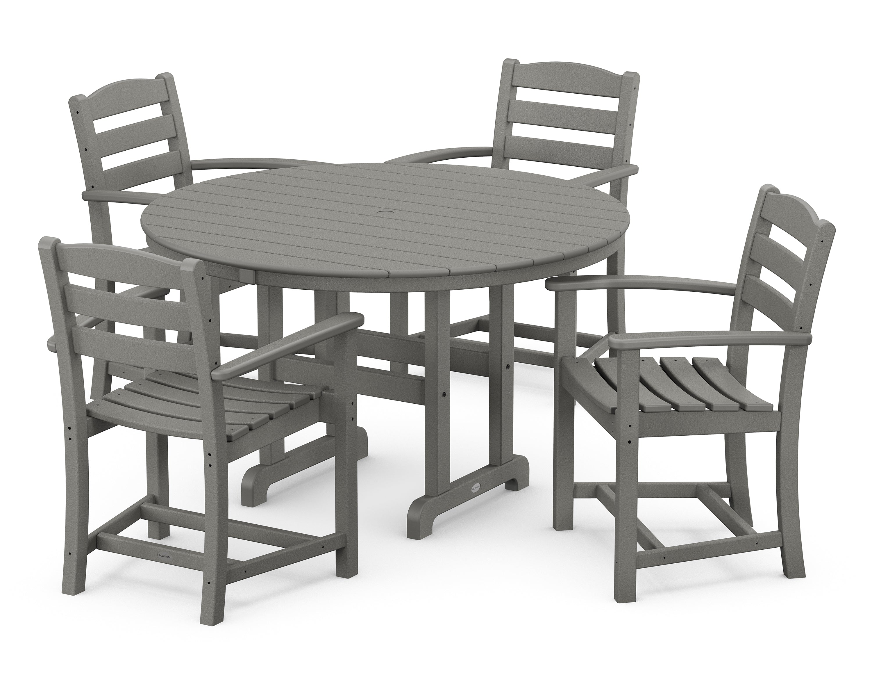 POLYWOOD La Casa Cafe 5-Piece Round Farmhouse Dining Set - Outdoor Patio Furniture for Garden, Backyard, and Poolside Dining