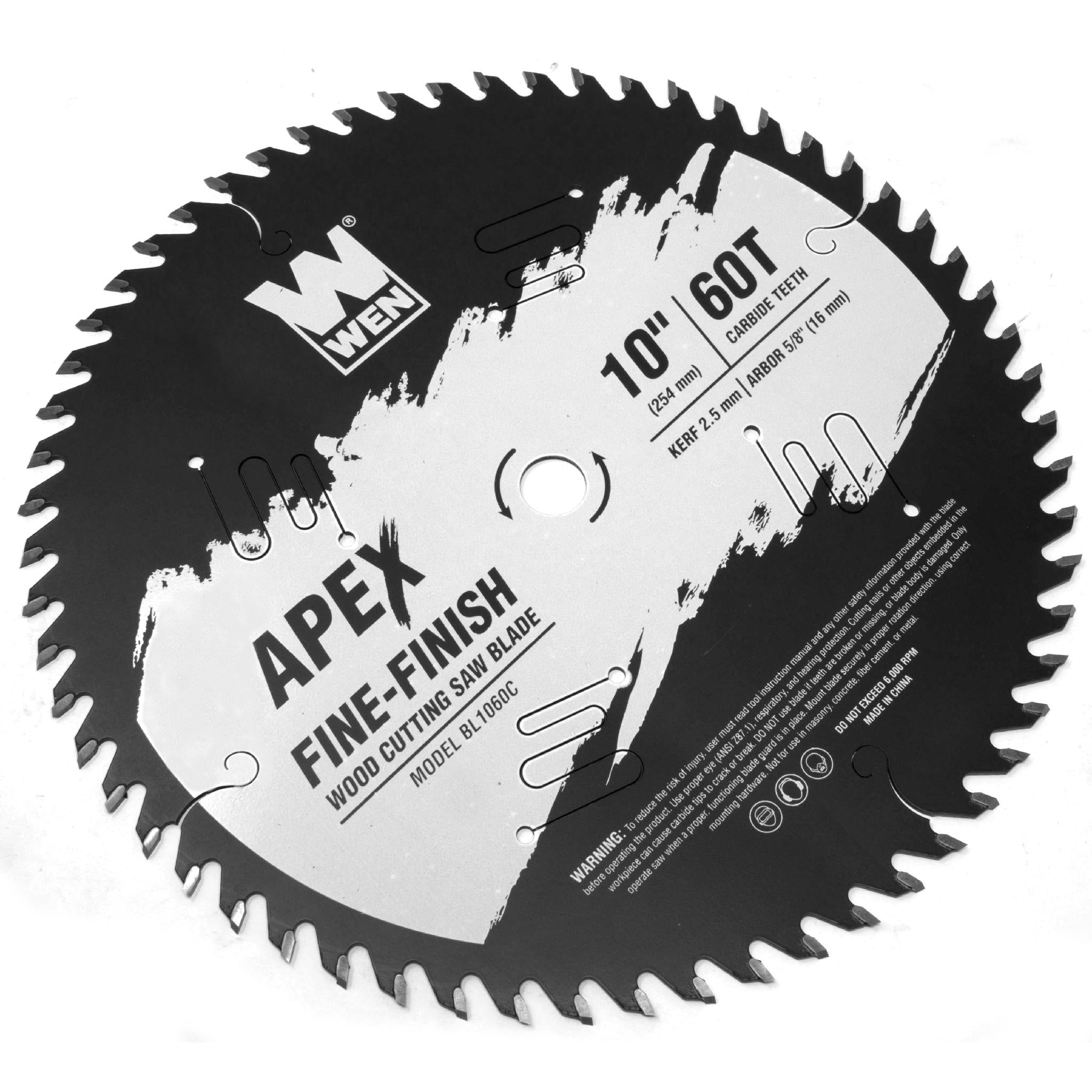 WEN BL1060C 10-Inch 60-Tooth Carbide Tipped Fine Finish Woodworking Saw Blade | Industrial Grade with Cool Cut Coating | Perfect for Table Saws, Miter Saws & Circular Saws | Ideal for Hardwood, Plywood & MDF Cutting