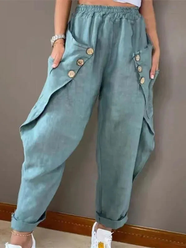 Women's Casual Loose Fit Cargo Pants with Pockets - Comfortable Outdoor Hiking, Travel & Everyday Wear