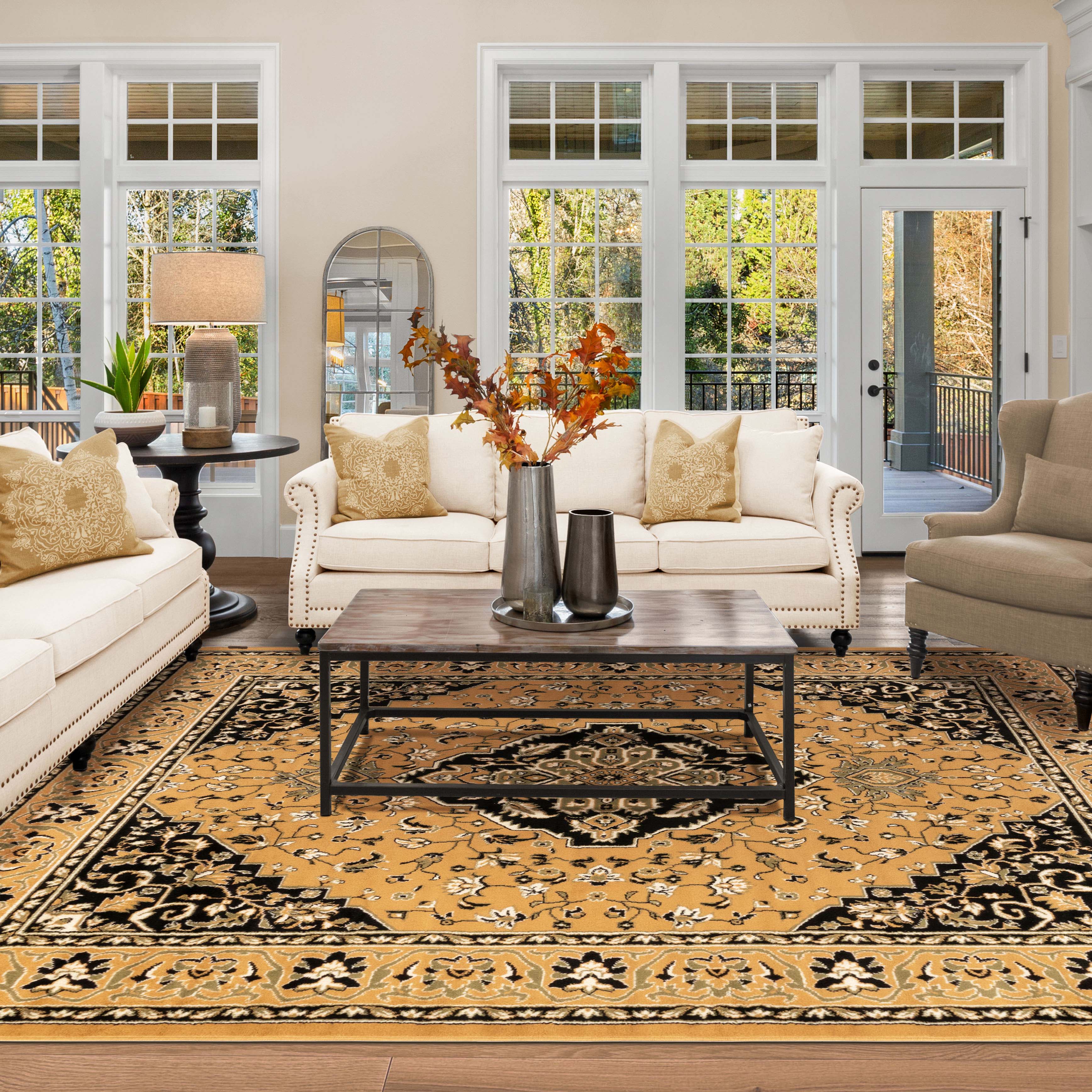 Glendale Traditional Floral Medallion Indoor Area Rug - Non-Slip Living Room Carpet, Bedroom Runner, Hallway Decor | Soft & Durable Home Floor Mat for Cozy Interior Design