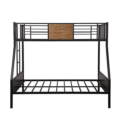 Modern Twin Over Full Bunk Bed with Safety Rail & Built-in Ladder - Sturdy Steel Frame for Kids & Teens - Space-Saving Bedroom Furniture for Small Rooms, Guest Rooms & Vacation Homes