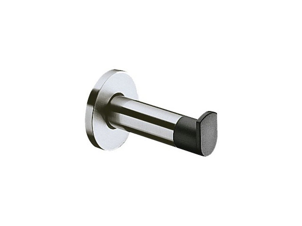 Chrome Plated Towel Hook with Black Door Buffer - Heavy Duty Bathroom & Kitchen Organizer for Hanging Towels, Robes & Clothes - Perfect for Home, Hotel & Spa Use