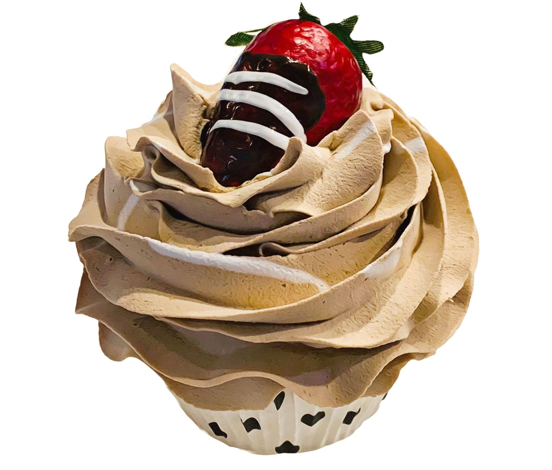 Artificial Cupcakes & Cakes for Display - Fake Cake Decorations for Home, Kitchen & Party Decor - Chocolate Dipped Strawberry Cupcake Fake Desserts - Perfect for Wedding Centerpieces, Bakery Displays & Home Decor
