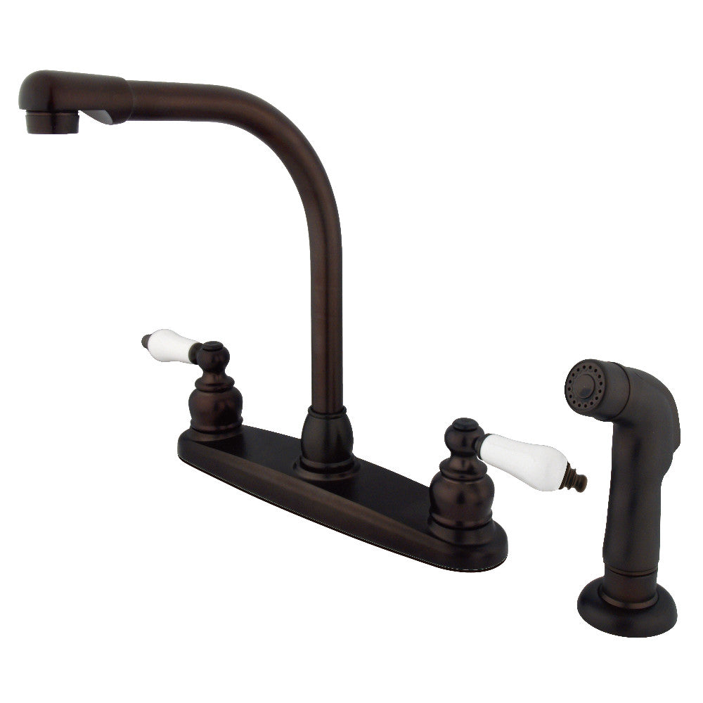 Kingston Brass KB718SP Victorian Centerset Kitchen Faucet - Classic Design with High Arc Spout for Modern Kitchens | Perfect for Farmhouse, Vintage, and Traditional Home Decor