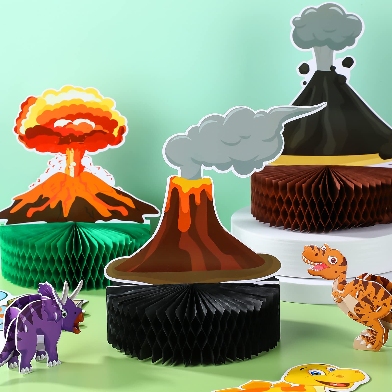 6-Piece Volcano Centerpieces for Dinosaur Party Decorations - Lava Table Setting & Fire Party Supplies - Perfect for Luau, Hawaiian, Tiki Themed Parties, Birthday Celebrations, and Tropical Events