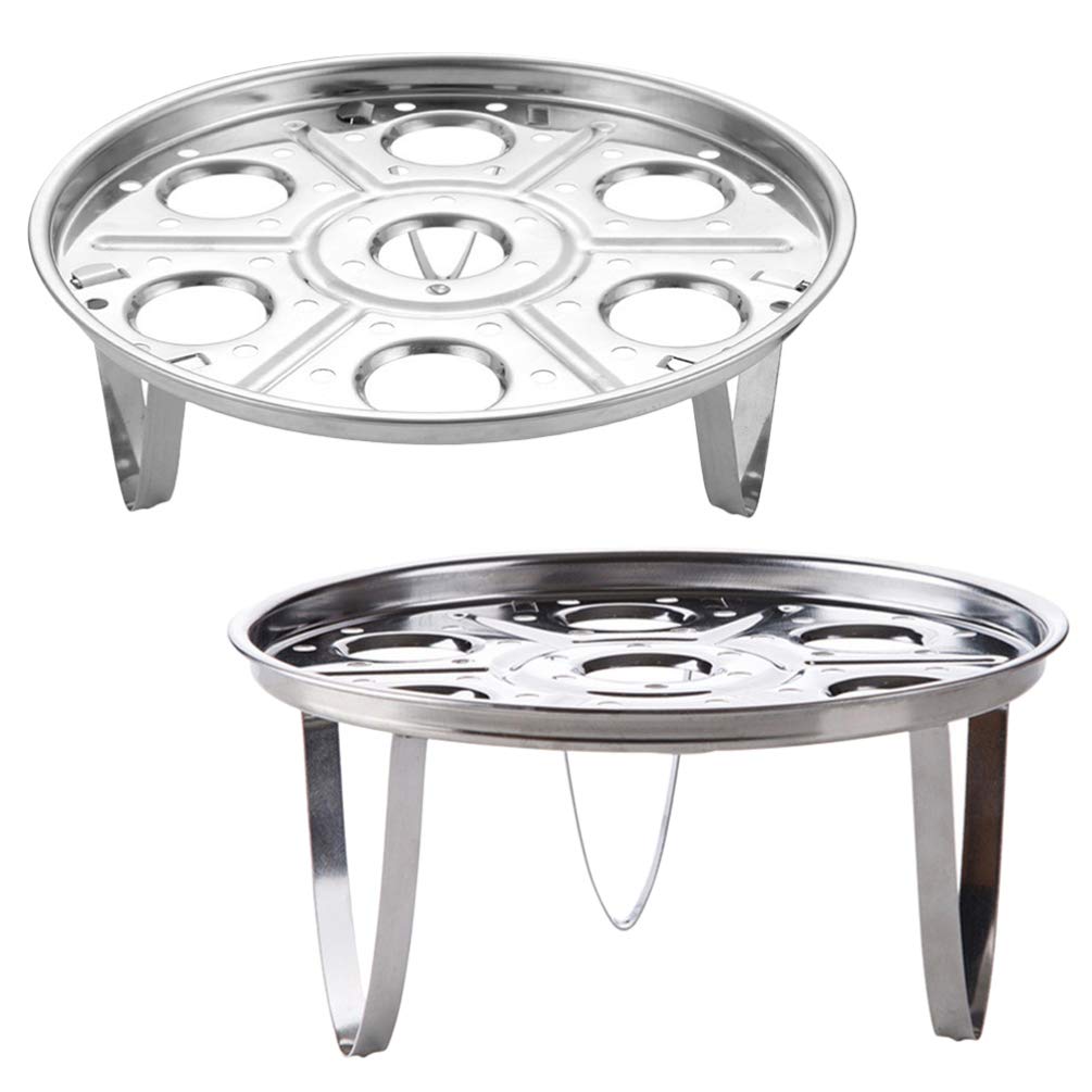 DOITOOL 2-Piece Stainless Steel Egg Steamer Rack Set - Round Steam Rack Stand for Cooking, Boiling & Poaching Eggs - Perfect for Kitchen, Camping & Meal Prep