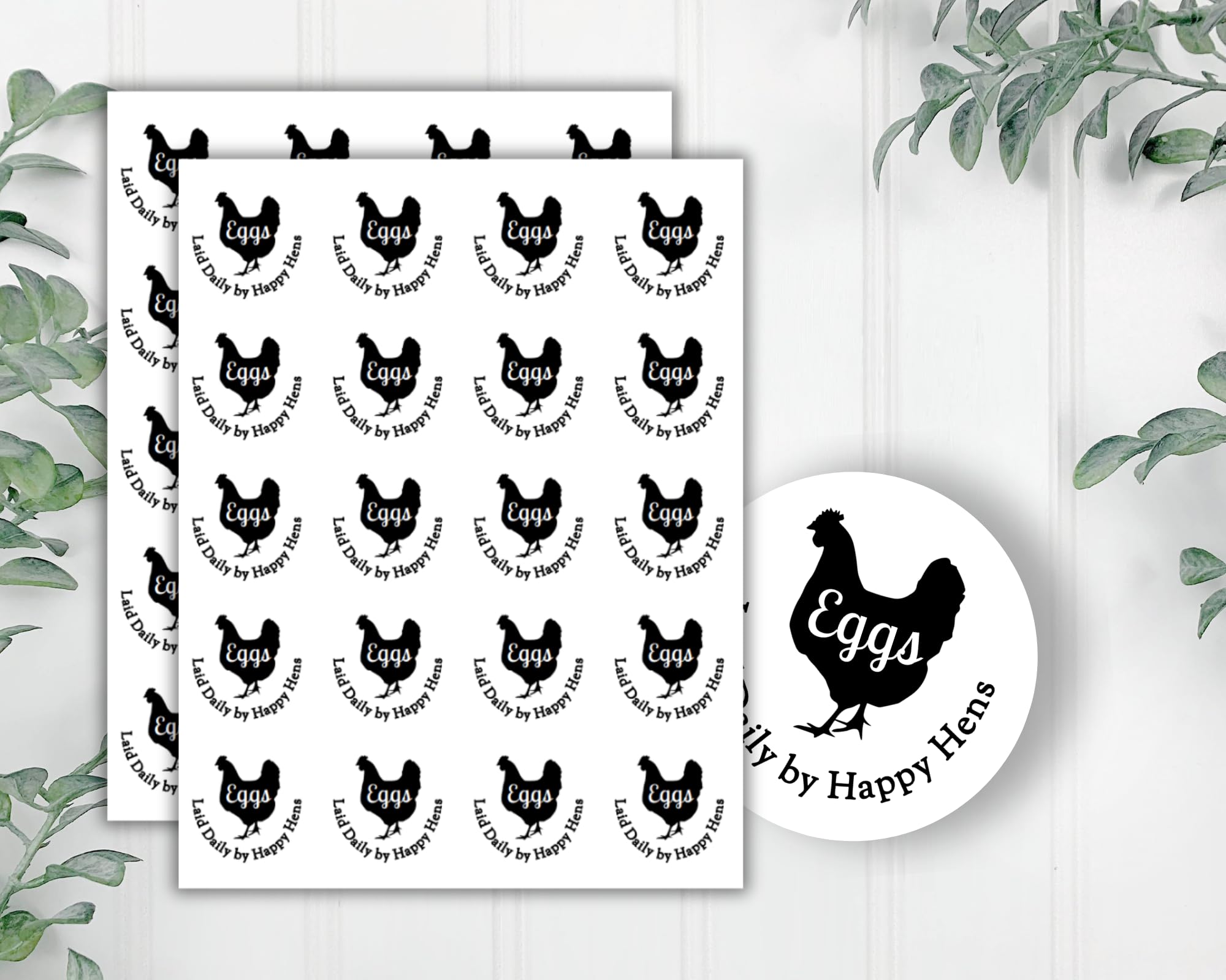 Happy Hens Egg Labels - Round Stickers for Farm Fresh Eggs