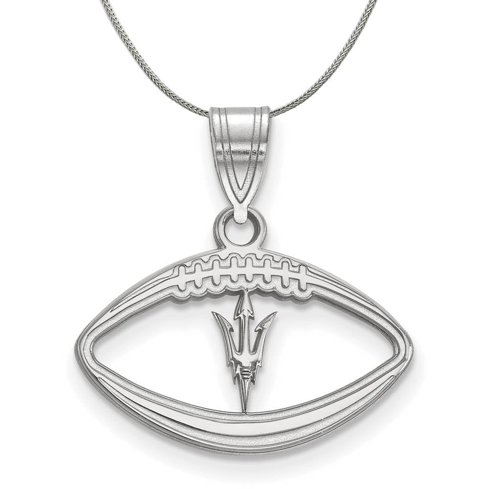Arizona State Football Pendant Necklace - Sterling Silver Black Bow Charm for Women & Men | Game Day Jewelry, Fan Gift, Sports Accessories
