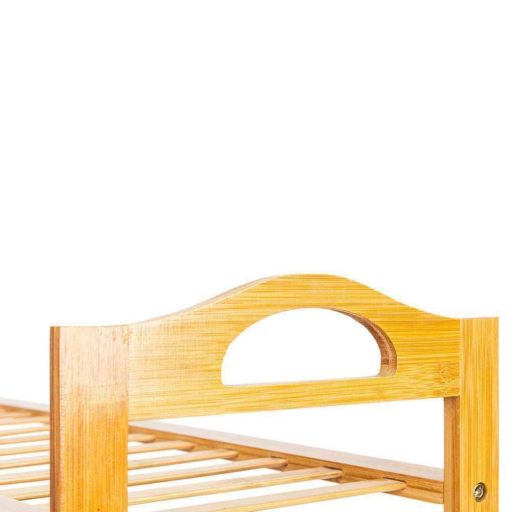 4-Tier Natural Bamboo Shoe Rack Organizer - Sturdy Wooden Shoe Storage Shelf for Entryway, Closet & Bedroom Organization - Space Saving Shoe Stand for Men, Women & Kids