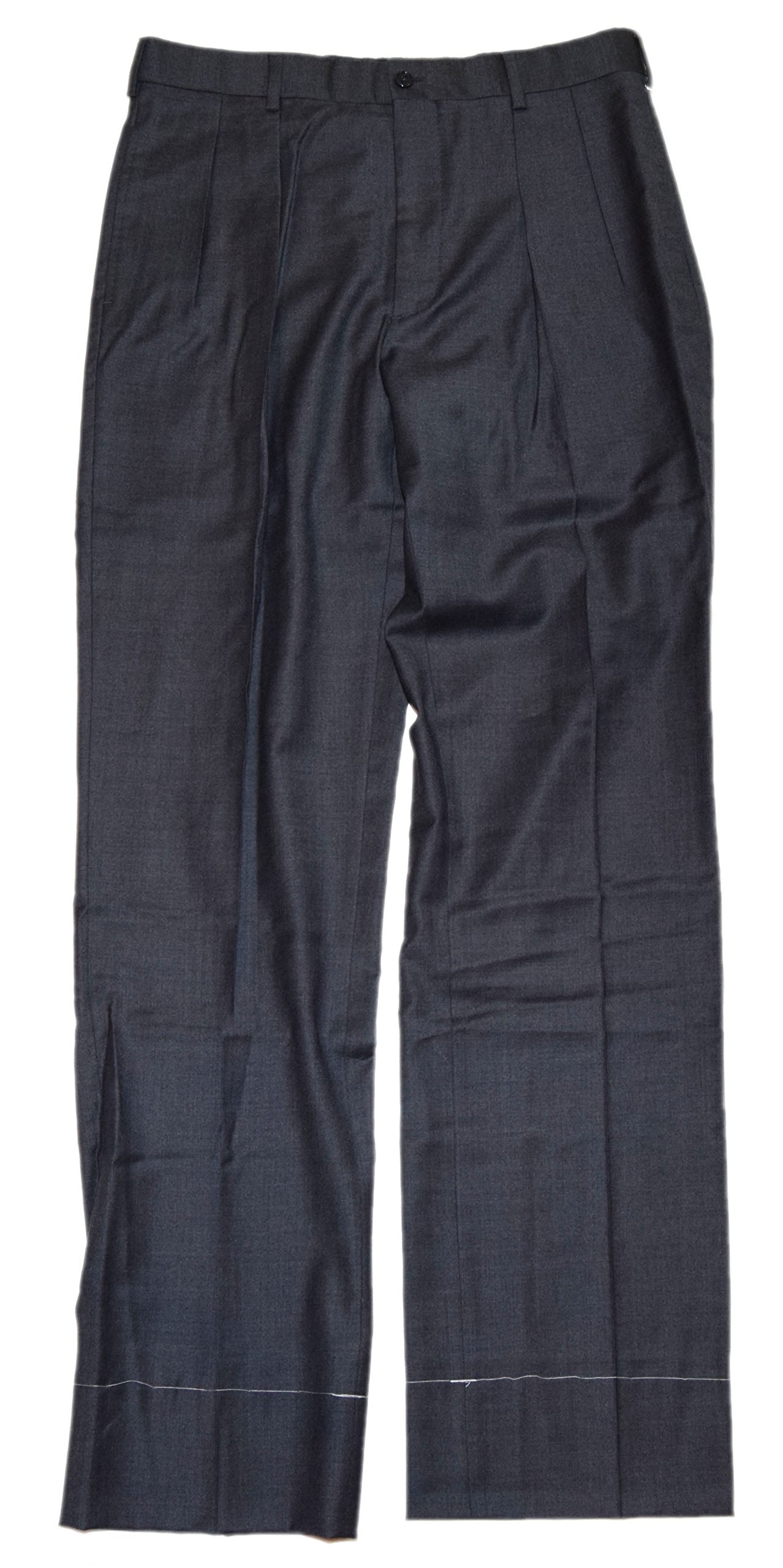 Ralph Lauren Purple Label Men's Gray Wool Pleated Dress Pants - Made in Italy - Size 32 - Premium Formal Wear for Business & Special Occasions