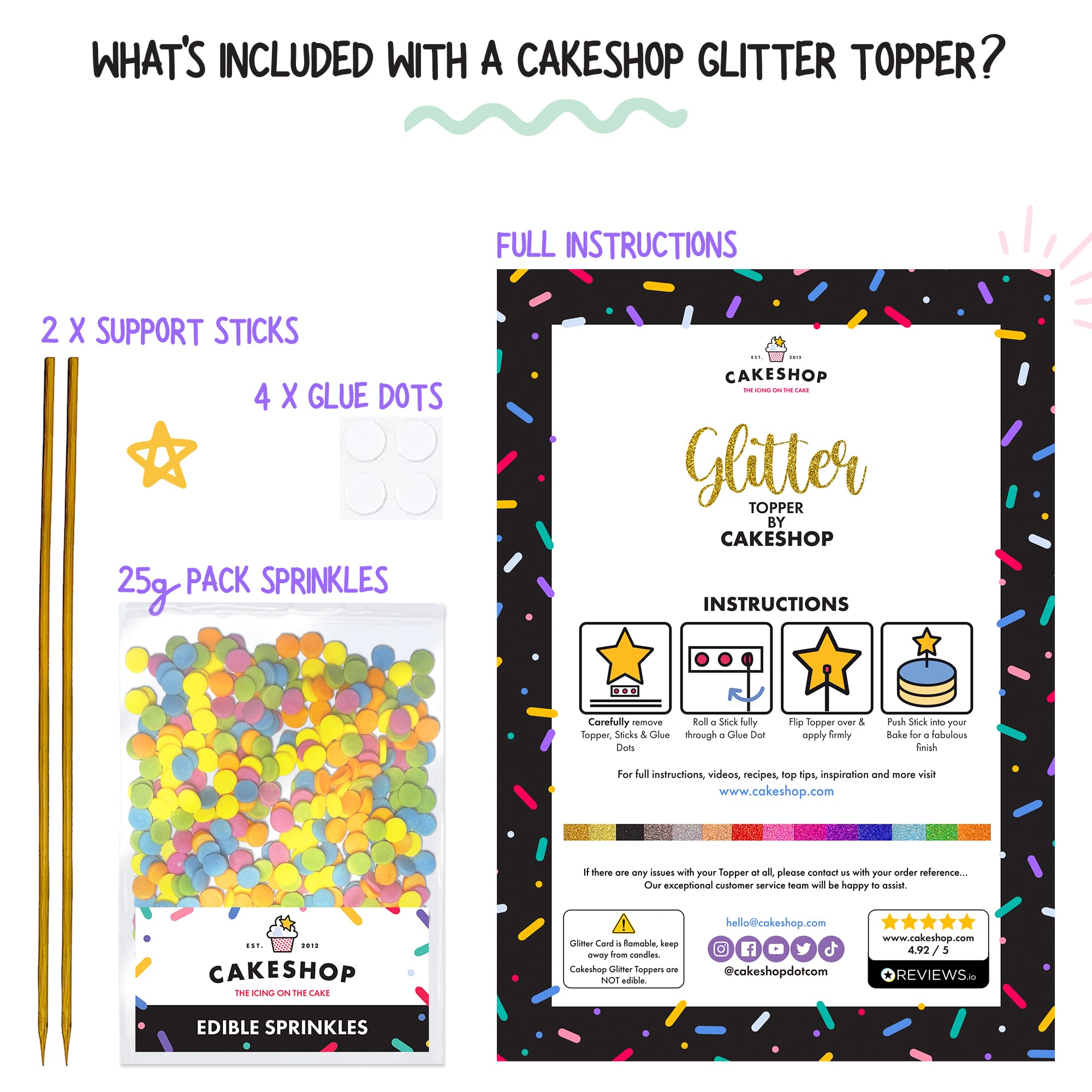 Personalized Happy Birthday Glitter Cake Topper with Balloons - Custom Name & Age Cake Decoration for Birthday Parties, Weddings & Special Events - Black Glitter Cake Decor with Sprinkles - Perfect for Cakes, Cupcakes & Desserts by Cakeshop