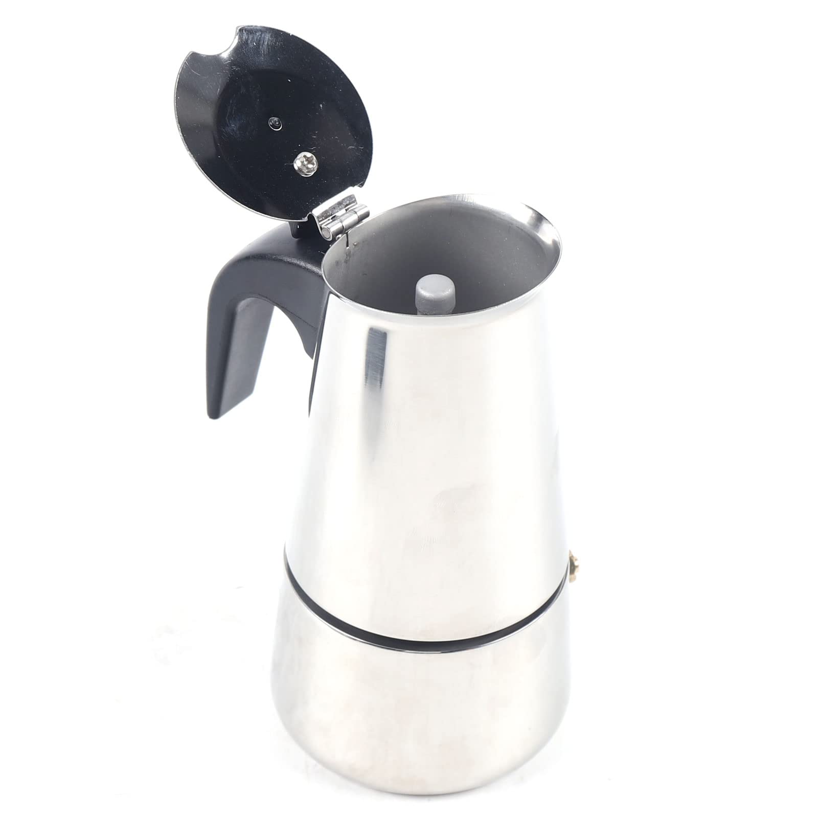 4 Cups Electric Stovetop Espresso Maker - Stainless Steel Moka Pot for Classic Italian & Cuban Coffee - 200ml Stovetop Coffee Percolator - Perfect for Home Brewing, Camping & Office Use