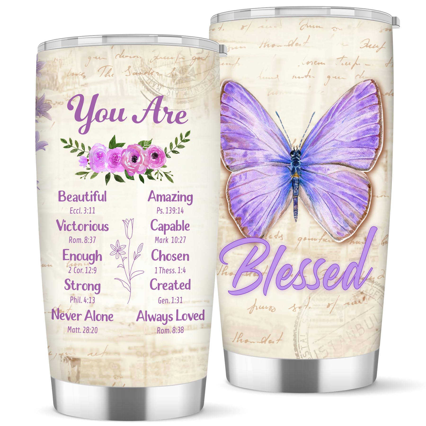 Christian Gifts for Women - Inspirational Religious Stainless Steel Tumbler 20oz, Perfect Birthday Gift for Best Friend, Sister or Mom - Great for Church, Bible Study & Daily Encouragement