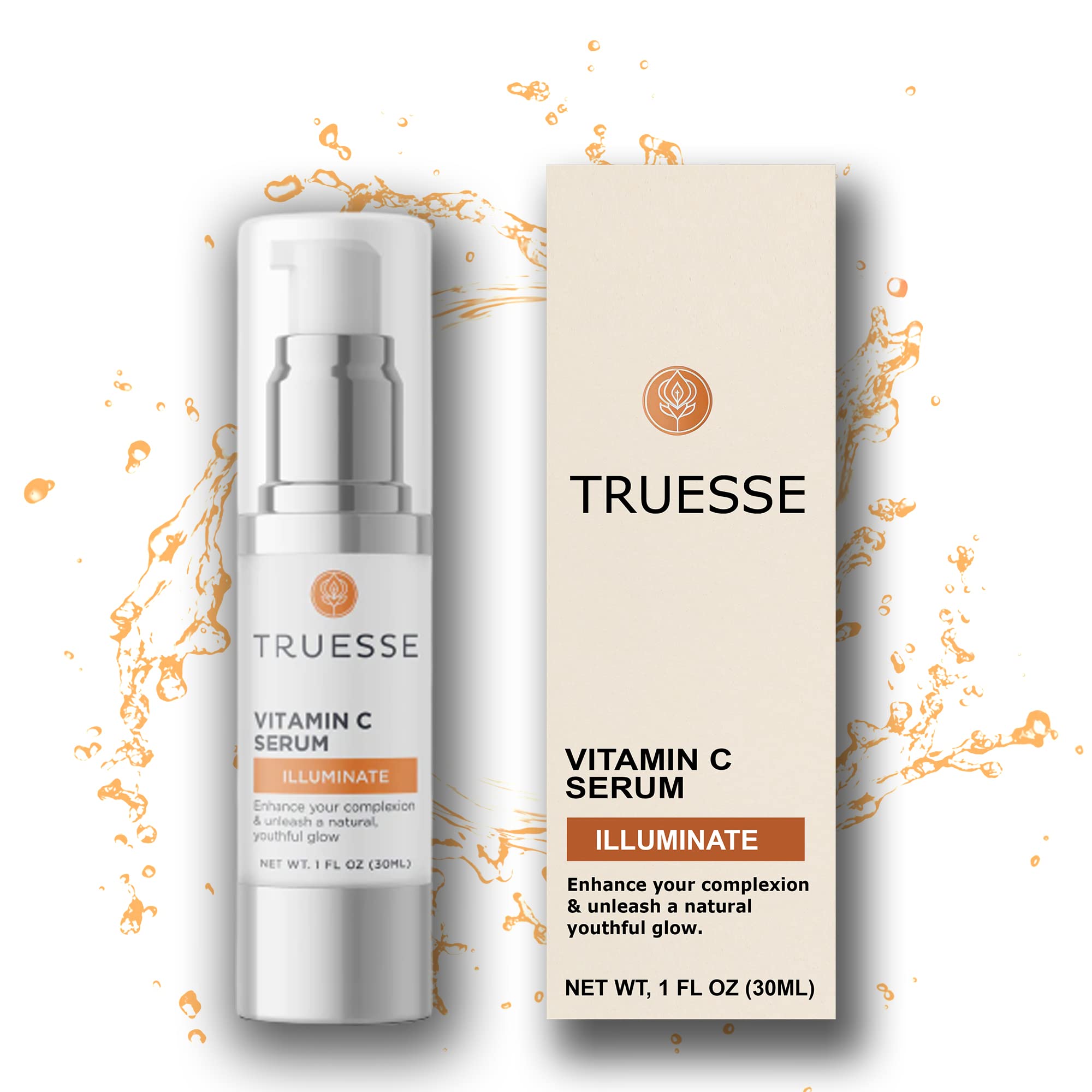 TRUESSE Vitamin C Anti-Aging Serum - Natural Hydrating Facial Serum with Ayurvedic Ingredients for Glowing Skin - 1 fl oz | Perfect for Daily Skincare Routine & Reducing Wrinkles