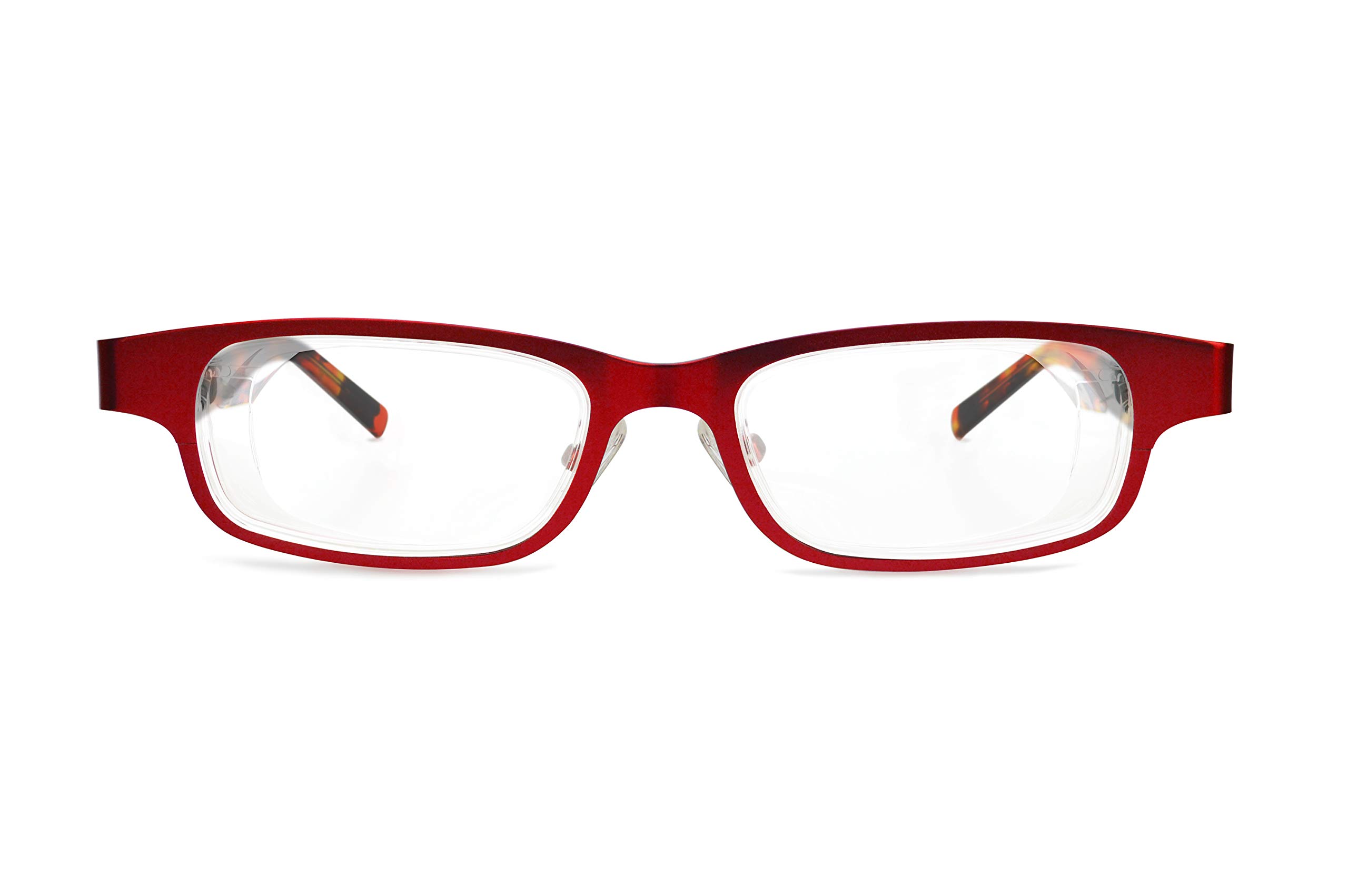 Self-Adjusting Reading Glasses - Oxford Style Frame with Ruby Red Lenses for Men & Women - Perfect for Reading, Computer Work & Fashion Accessory