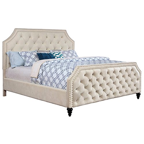 Furniture of America MYA Transitional Fabric Panel King Bed in Beige - Elegant Bedroom Furniture for Master Suite & Guest Room Decor