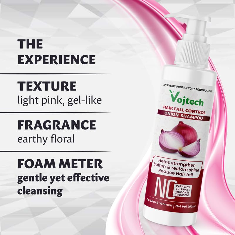 Onion Shampoo for Hair Growth & Fall Control - 100ml | Strengthens & Thickens Hair | Soothes Scalp | Adds Shine & Silkiness | Perfect for Daily Use & Damaged Hair Care