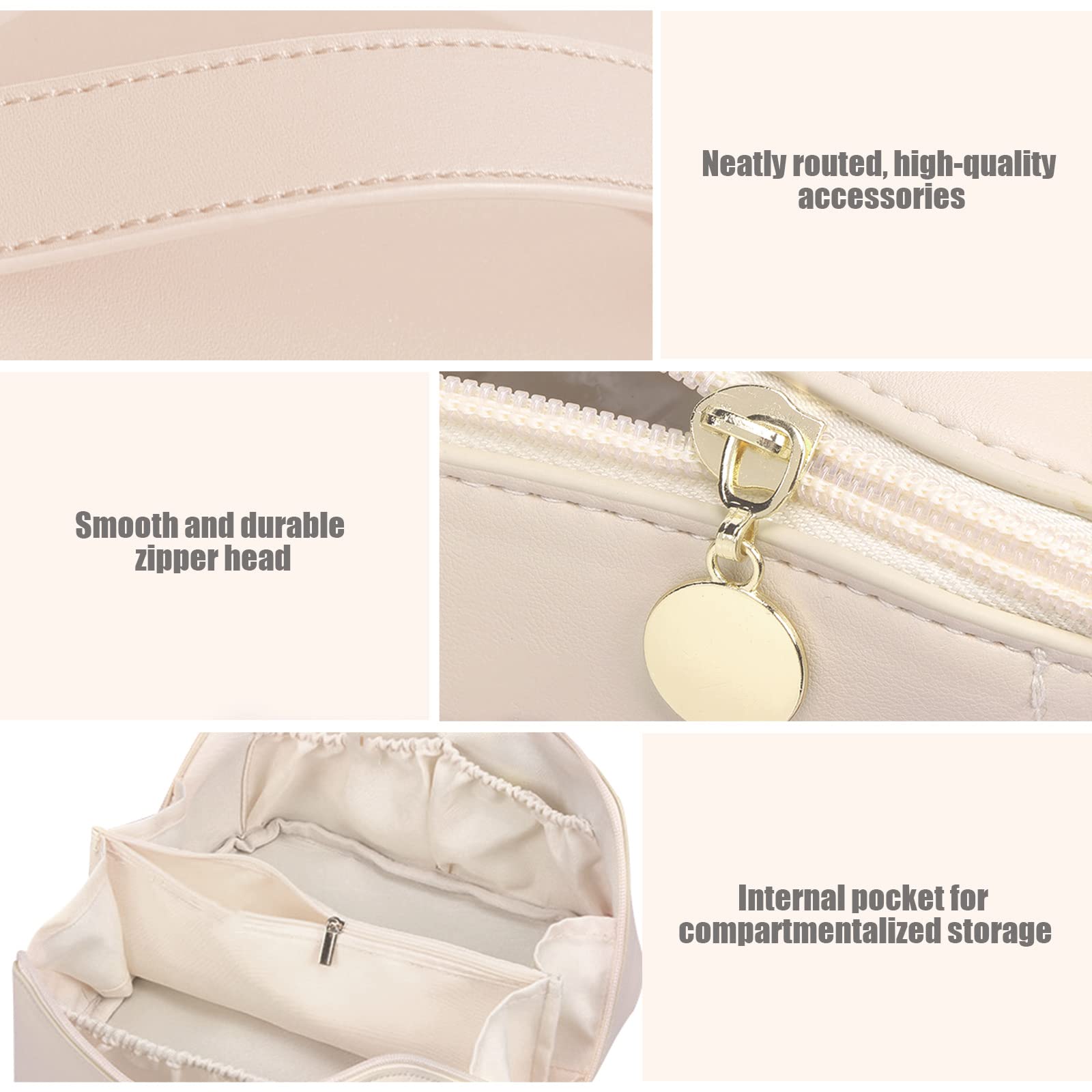 Large Capacity Travel Cosmetic Bag 2-Pack - Waterproof PU Leather Makeup Organizer with Dividers for Travel & Daily Use