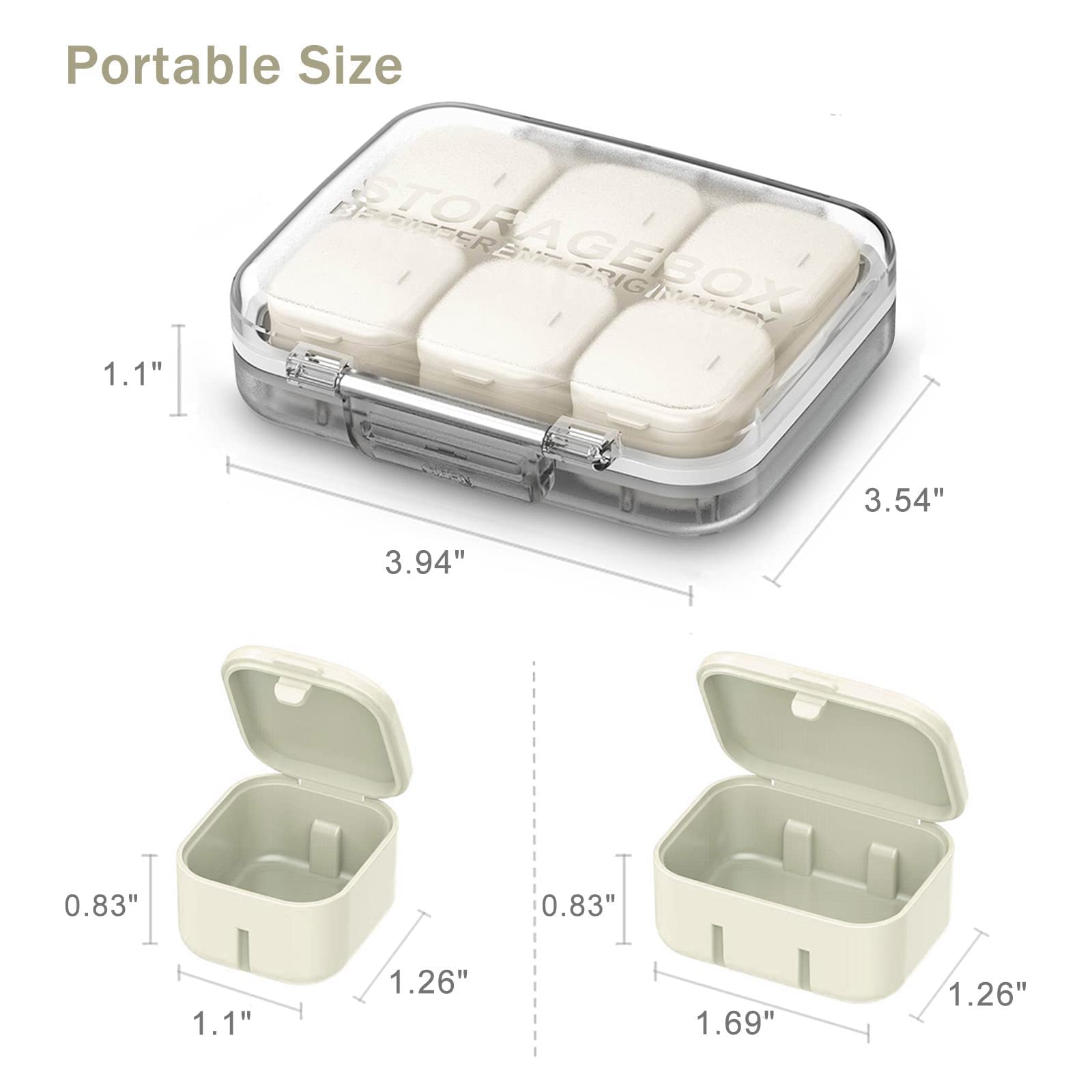 SOFISO 4/6 Grid Free Assembly Travel Pill Organizer - 10 Day Portable Medicine Box with Waterproof Design for Vitamins, Fish Oil & Supplements - Perfect for Daily Medication, Travel & Home Use