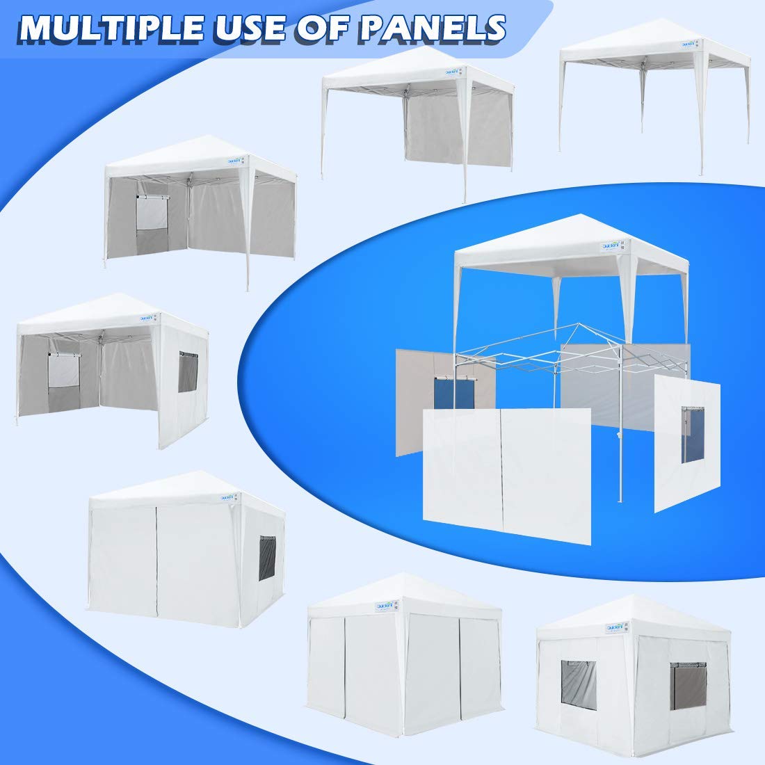 Quictent 10'x10' Pop Up Canopy Tent with Sidewalls - Instant Outdoor Shelter, Enclosed White Canopy for Parties, Camping & Backyard Events