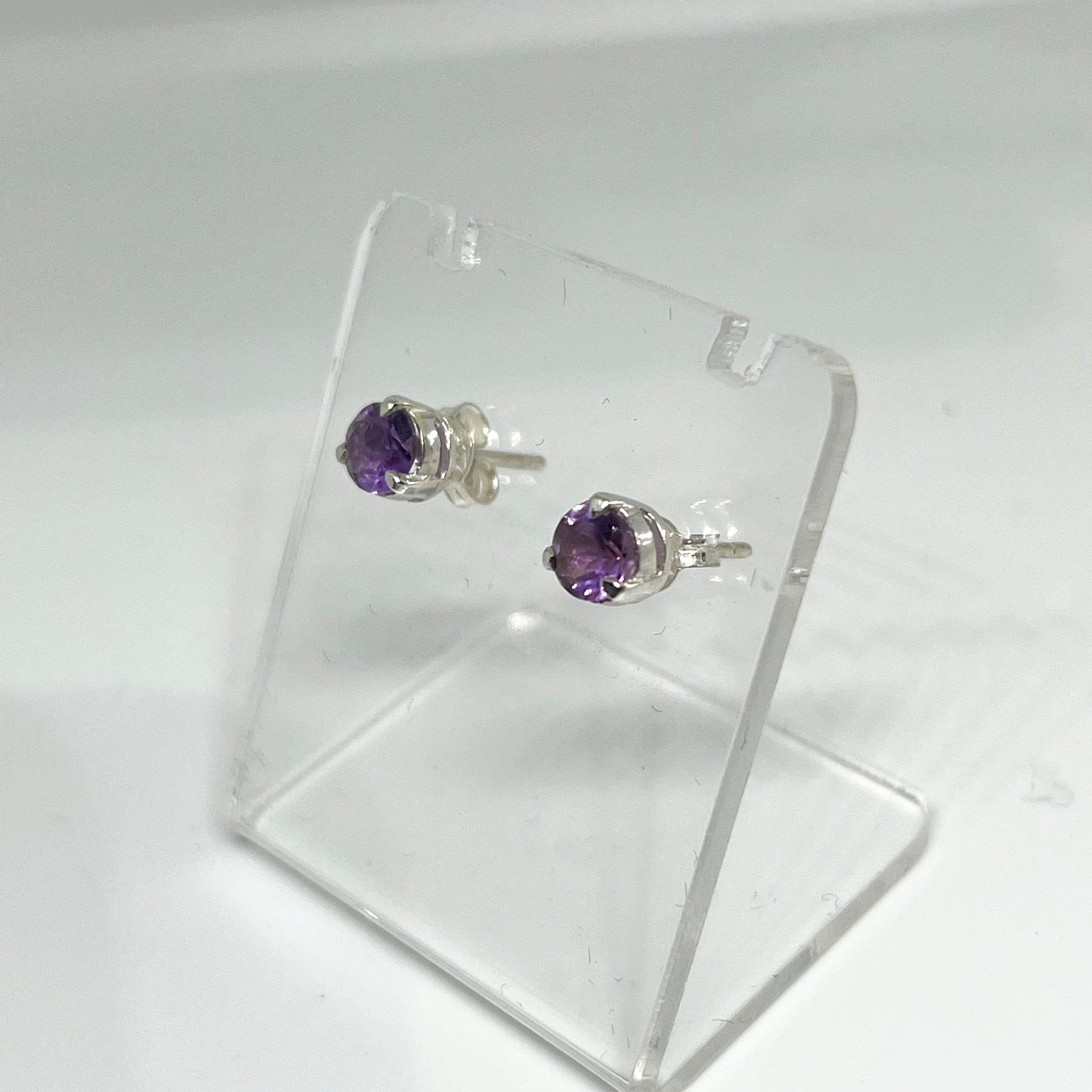 5mm Round Faceted Gemstone Stud Earrings - 3 Prong Set (PSE005) | Elegant & Durable for Daily Wear, Parties & Gifts