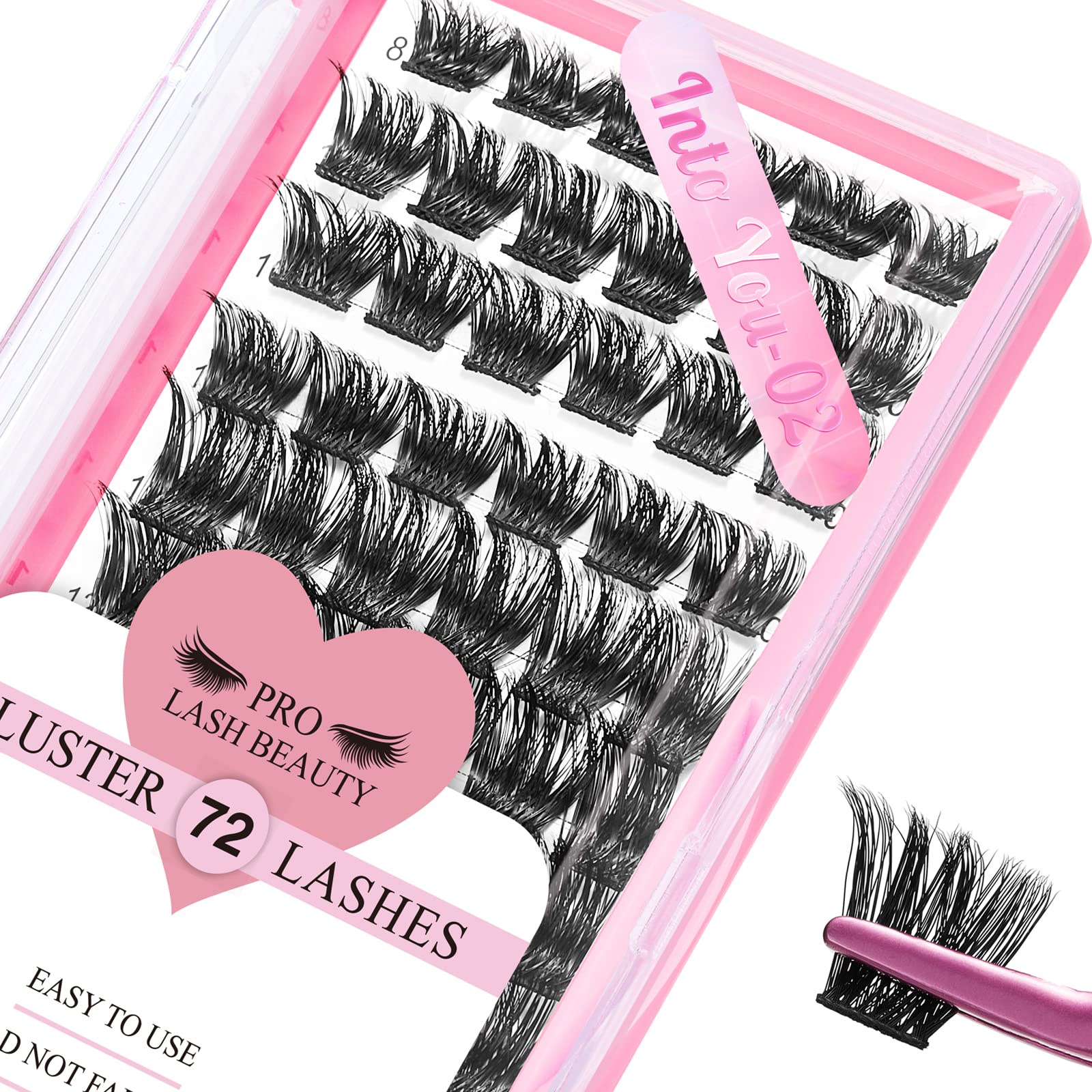 72 Pcs Cluster Lashes - DIY Eyelash Extension Kit with Thin Band (D-12mm) | Easy to Apply at Home | Natural Looking False Lashes for Everyday Wear & Special Occasions