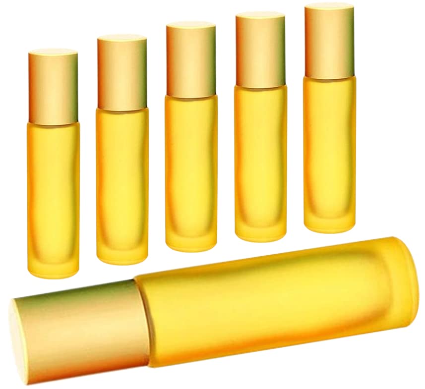 HINNASWA Essential Oil Roller Bottles - 10ml Empty Refillable Glass Bottles with Stainless Steel Roller Balls, Leak Proof Aromatherapy Bottles for Essential Oils, DIY Blends & Travel (Yellow) - Perfect for Home Relaxation, Spa Treatments & On-the-Go Stress Relief