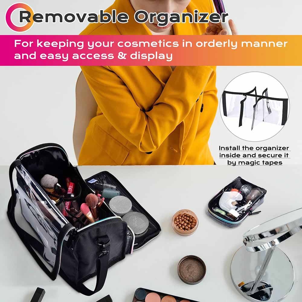 TheLAShop Acrylic Makeup Organizer with Brush Holder - Portable Cosmetic Storage Case for Travel & Vanity Organization
