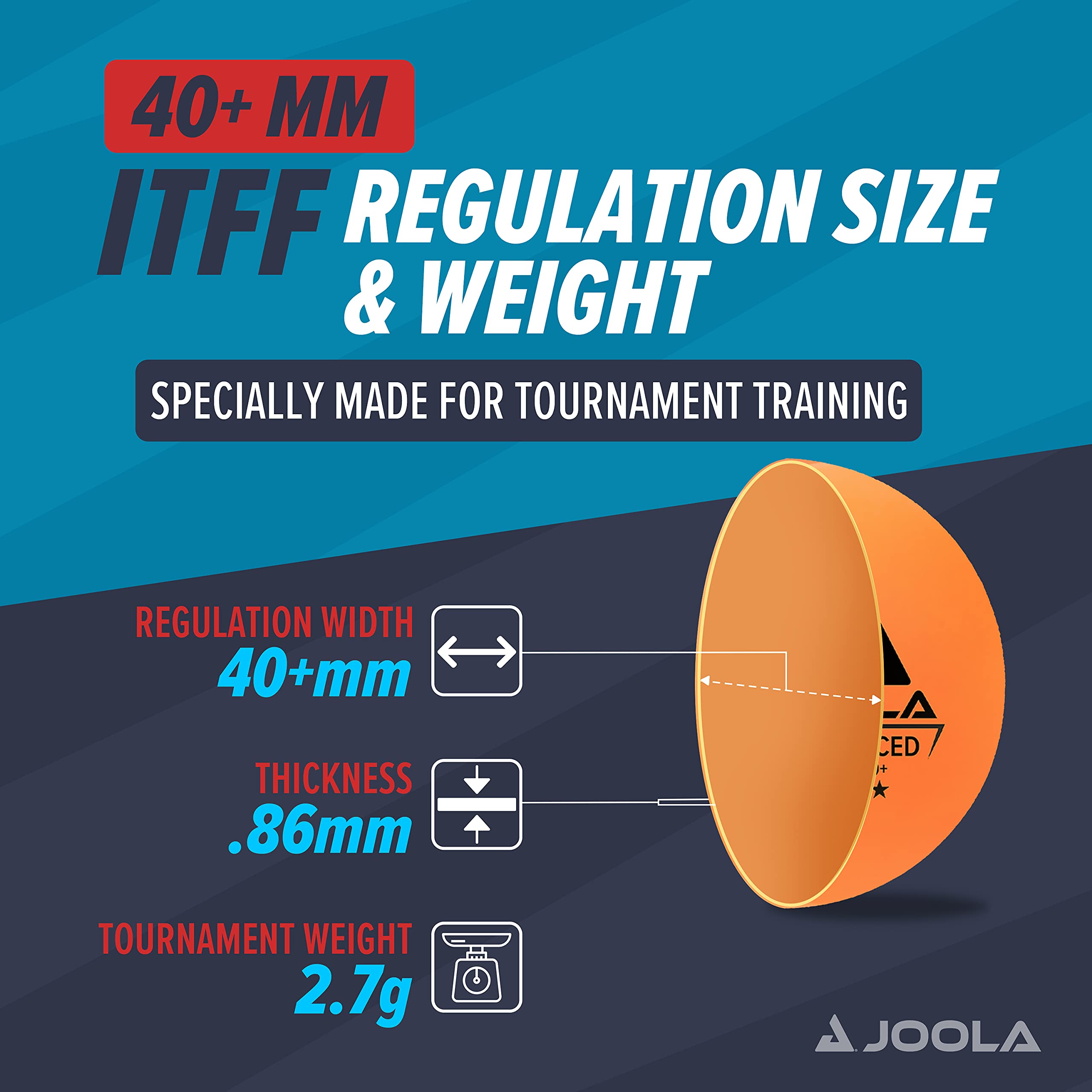 JOOLA Training 3 Star Table Tennis Balls - 40+mm Regulation Size for Competition & Practice - 12/60/120 Pack Bulk Balls - Perfect for Ping Pong Tournaments, Home Play, Cat Toys & Outdoor Games