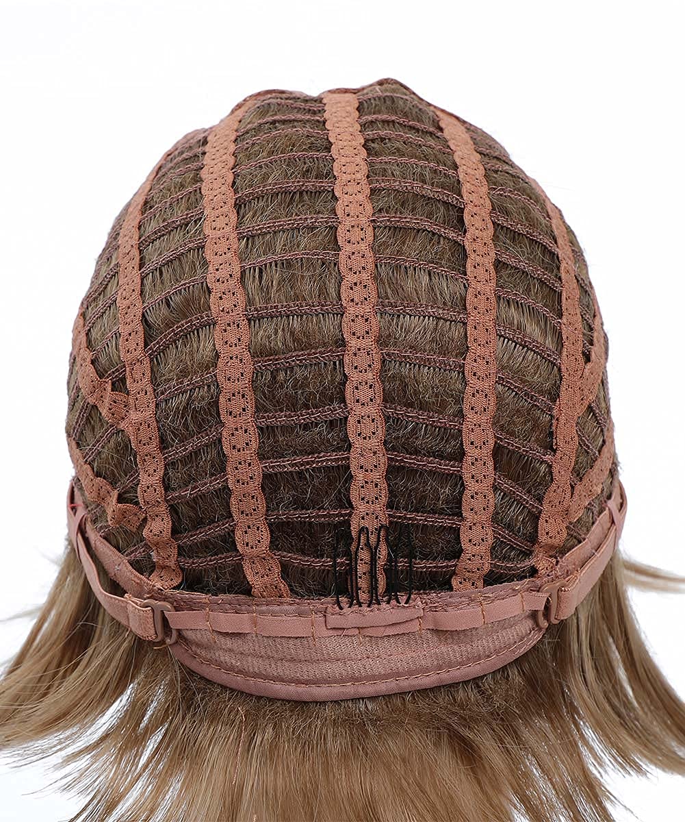 Pixie Cut Layered Short Brown Synthetic Wig with Bangs for Women - Straight Blonde Mixed Brown Hairpiece | Perfect for Cosplay, Daily Wear & Costume Parties