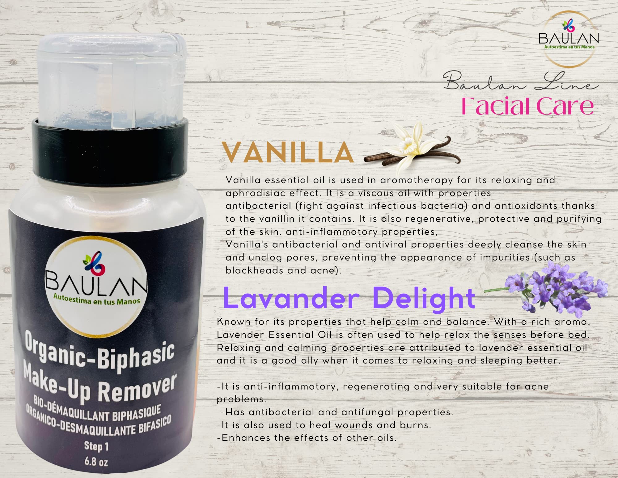 BAULAN Organic Biphasic Makeup Remover - Phoenix Rising, 6.8 oz | Gentle Eye & Face Cleanser for Sensitive Skin | Perfect for Daily Makeup Removal & Skincare Routine