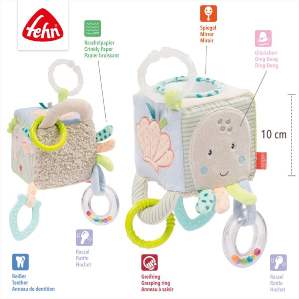 Fehn Children of the Sea Sensory Activity Cube - Montessori Learning Toy for Toddlers 1-3 Years - Interactive Baby Toy with Lights, Sounds & Textures - Perfect for Early Childhood Development & Playtime Fun