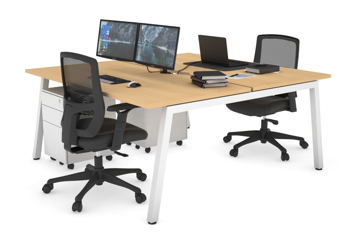 Quadro 2-Person Office Workstation Desk - 1600L x 800W with Cable Management - Perfect for Collaborative Workspaces & Home Offices