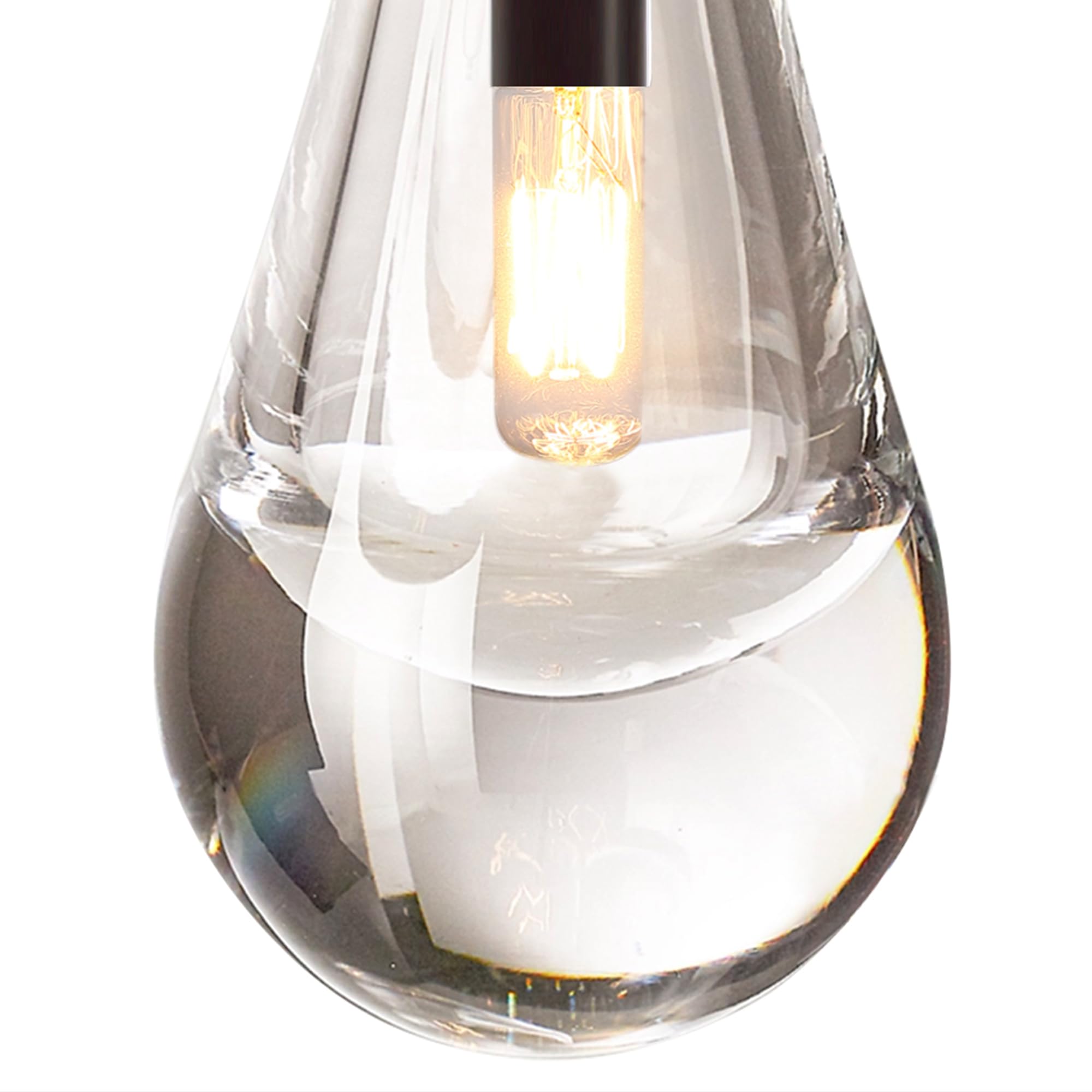 Hand-Blown Black Glass Pendant Light Fixture - Modern Raindrop Kitchen Island Lighting with Included Bulb | Perfect for Dining Tables, Kitchen Islands & Over Sinks | Durable Solid Glass Hanging Chandelier
