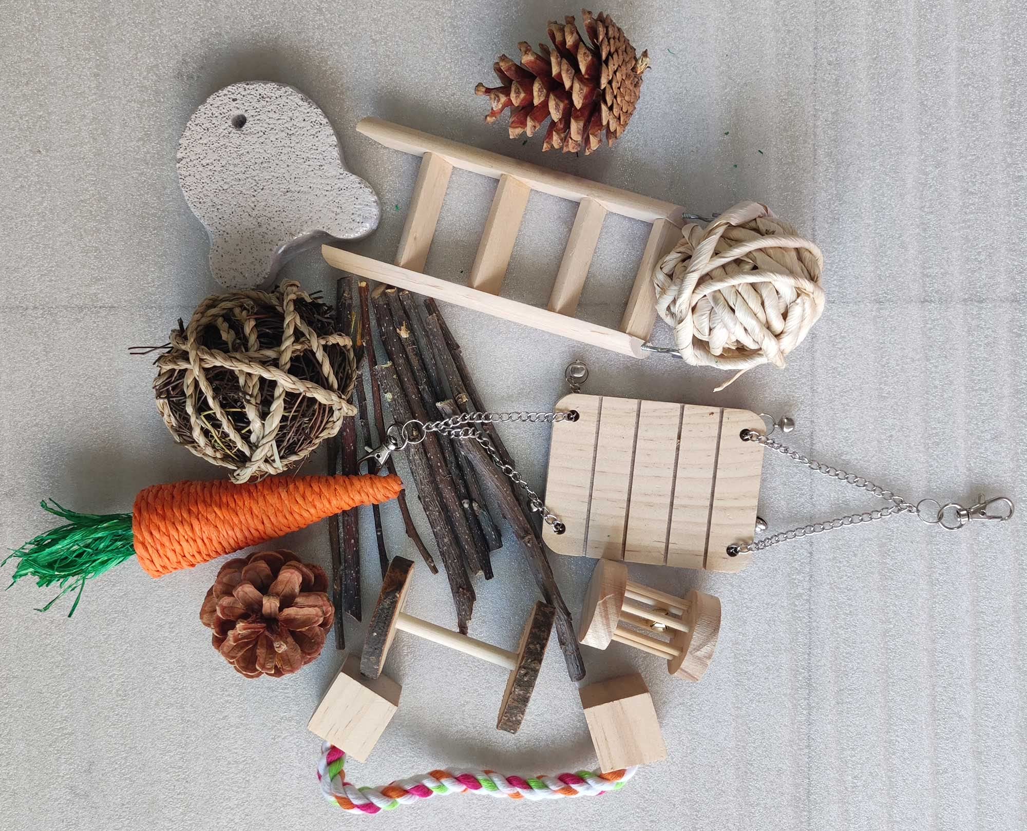 21PCS Natural Wooden Hamster Chew Toys Set - Teeth Care & Exercise Toys for Guinea Pigs, Rabbits, Syrian Rats, Chinchillas, Gerbils - Small Pet Dental Health & Play Accessories for Cage Enrichment