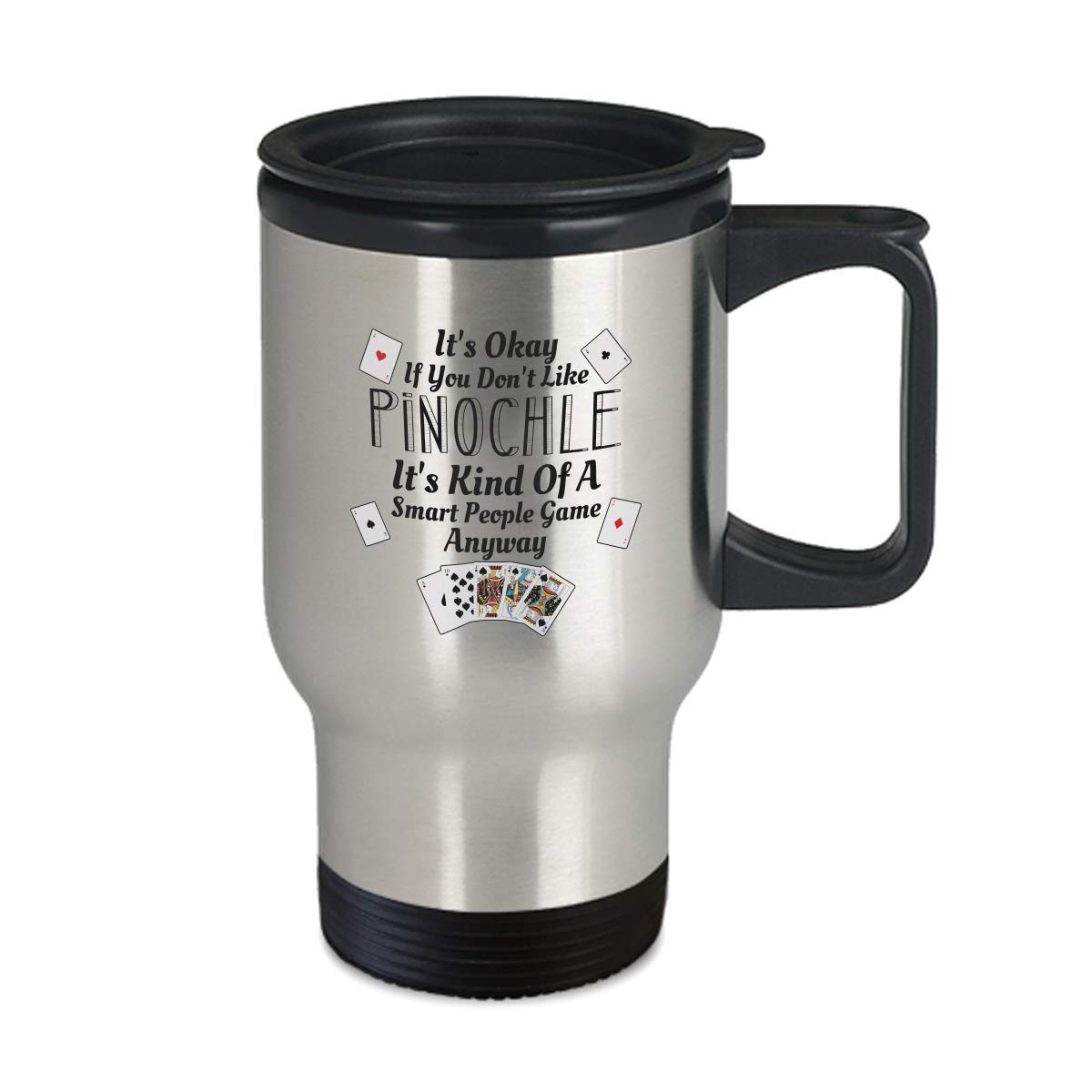 Premium 14 oz Travel Mug for Coffee & Tea - Playing Card Design, Insulated Stainless Steel Cup for Smart People | Perfect for Commuting, Camping & Office Use