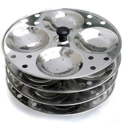 Khandekar Stainless Steel 4-Rack Idli Maker - Mini Idli Stand with Steamer Plates for 16 Idlis - Perfect for Indian Breakfast & Healthy Cooking at Home