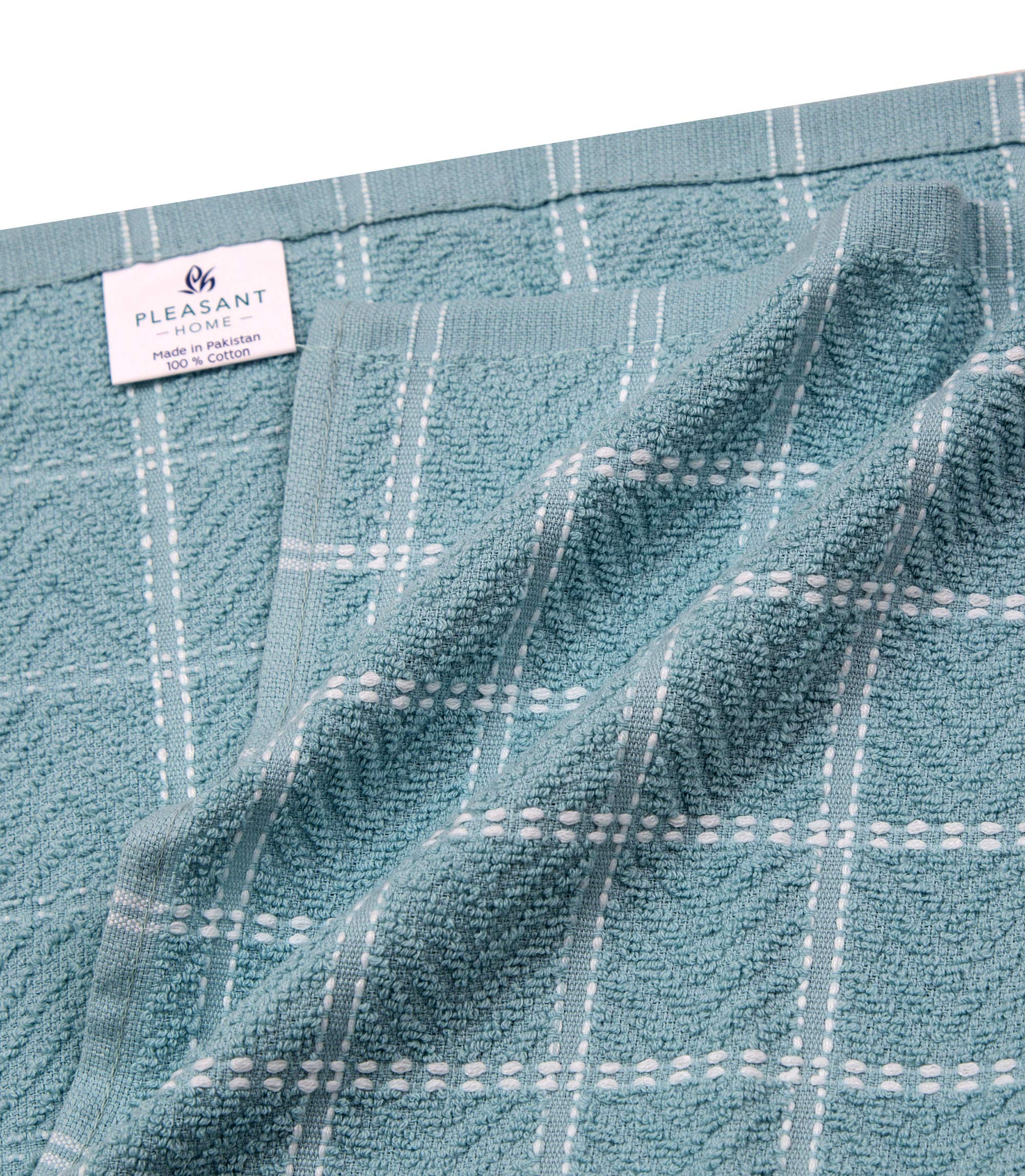 Premium 6-Pack Cotton Kitchen Towels (16.5”x26”) - Super Absorbent 369 GSM Tea Towels with Window Pane Design - Aqua Blue Dish Cloths for Cooking, Cleaning & Decor - Ideal for Kitchen, Dining & Hosting Gifts