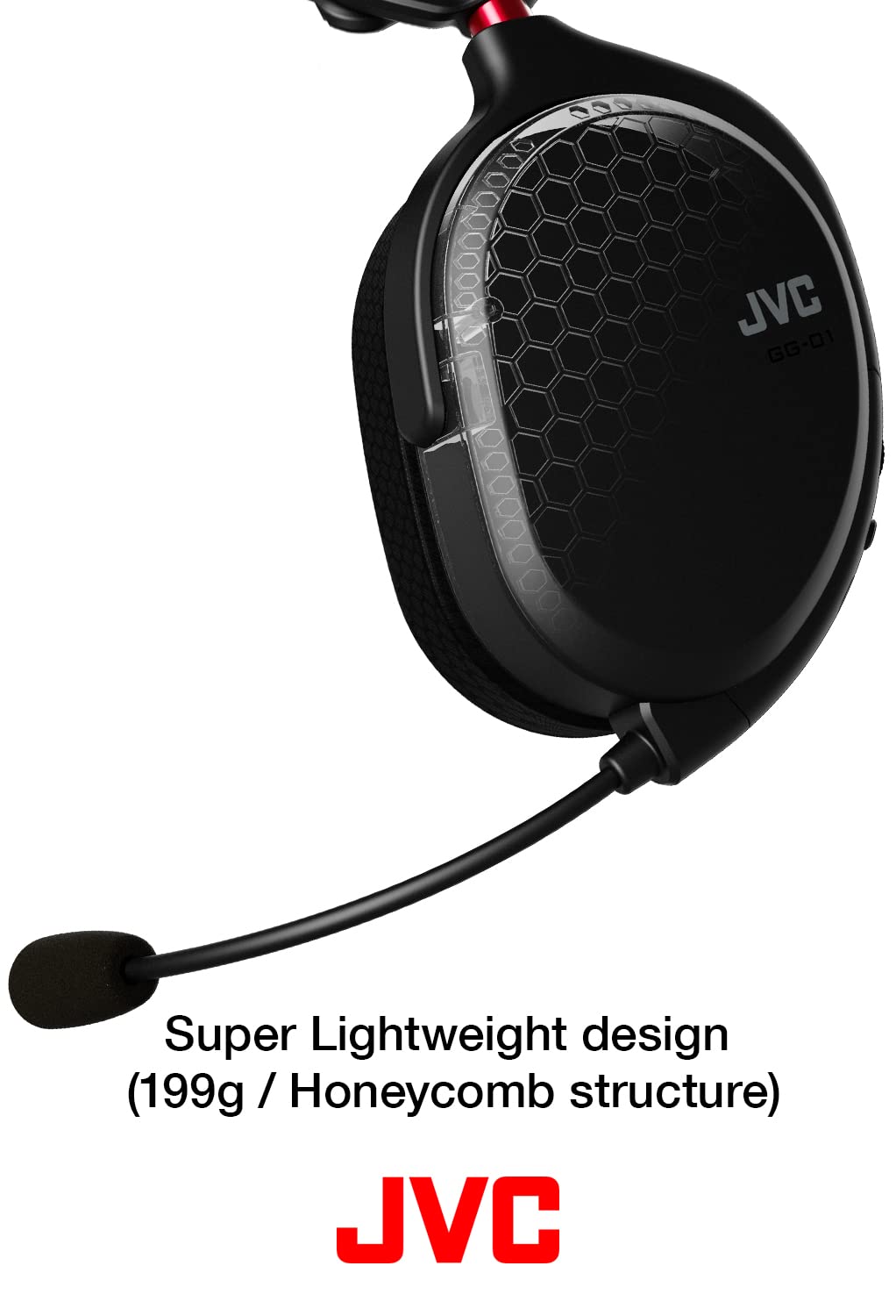 JVC GG01W Ultralight Wireless Gaming Headset - 2.4GHz Low Latency (40ms), 40mm Drivers, Detachable Mic & Cable - Black | Perfect for PC, PS5, Xbox & Mobile Gaming