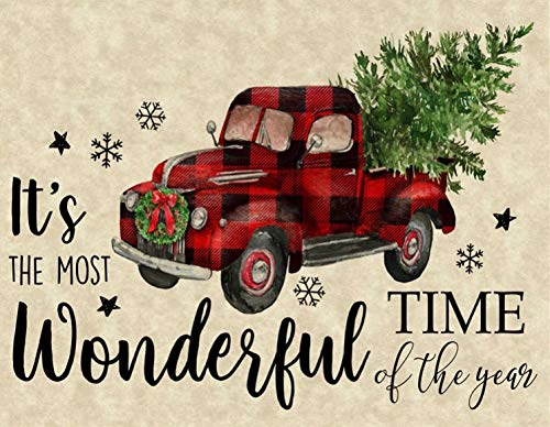 Red Truck Christmas Decorations - Buffalo Plaid Paper Placemats Set of 50 for Holiday Table Setting, Festive Dining, and Seasonal Home Decor