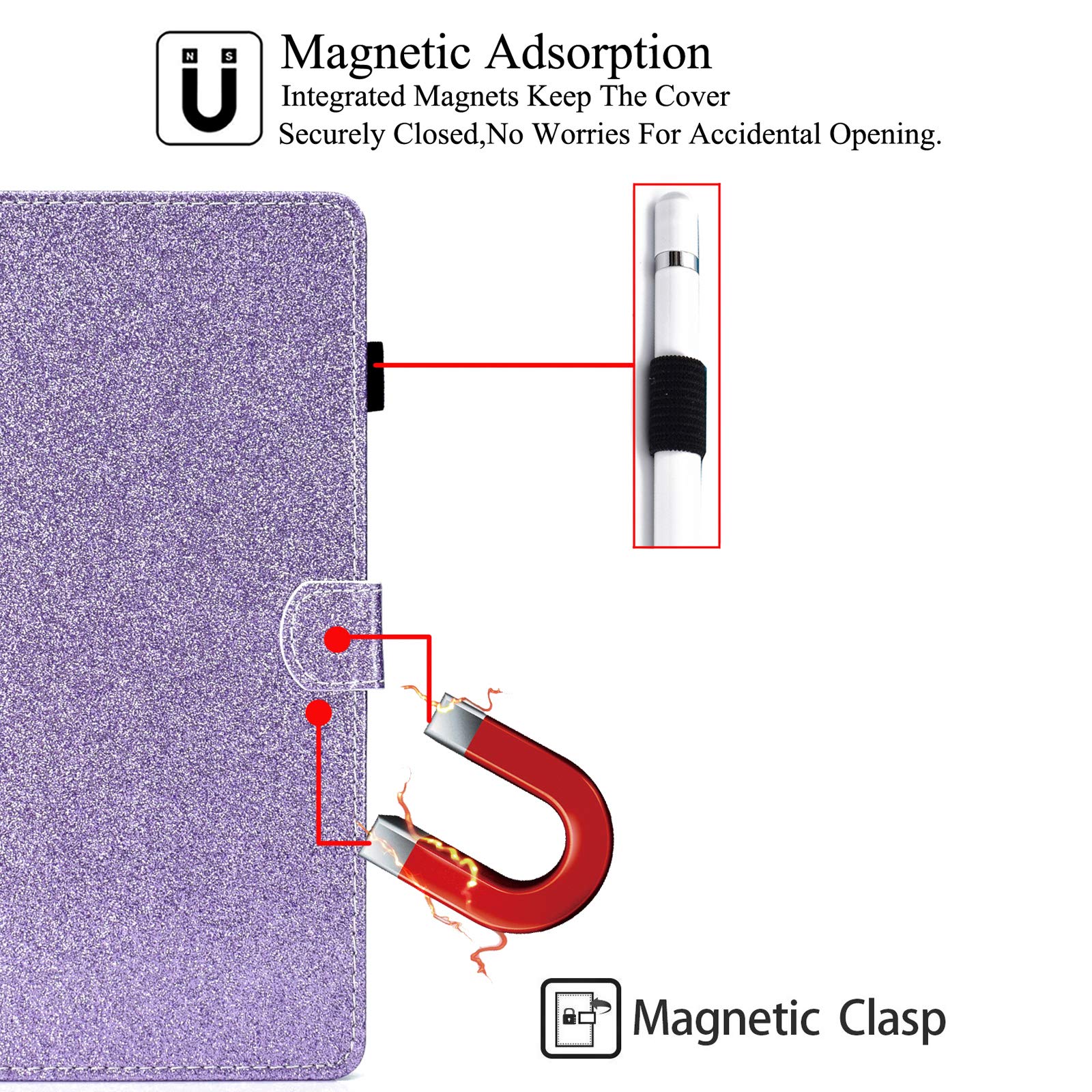 Artyond Magnetic Smart Cover Case for iPad Mini 1/2/3 - Auto Wake/Sleep, Card Slot Stand, Soft Microfiber TPU Leather Protective Case (Purple) - Perfect for Work, Travel & Home Use