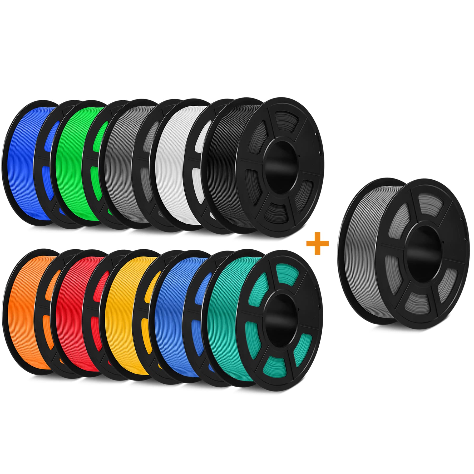 SUNLU PLA+ 3D Printer Filament 1.75mm 10KG Spool (11x1KG) - High Precision +/-0.02mm for 3D Printing, 3D Pens - 10 Vibrant Colors - Ideal for DIY Projects, Prototyping & Educational Use