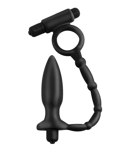 Anal Fantasy Silicone Butt Plug with Cock Ring - Waterproof & Body-Safe - Black - Perfect for Couples Play & Solo Exploration