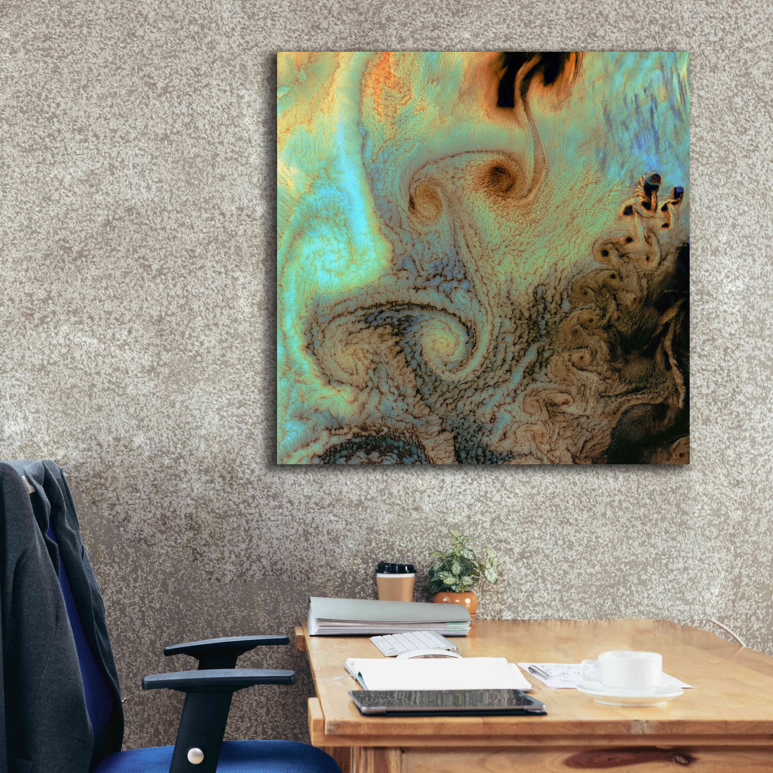Earth as Art: Von Karman Vortices Canvas Wall Art - 37x37 Inches NASA-Inspired Home Decor for Living Room, Bedroom & Office
