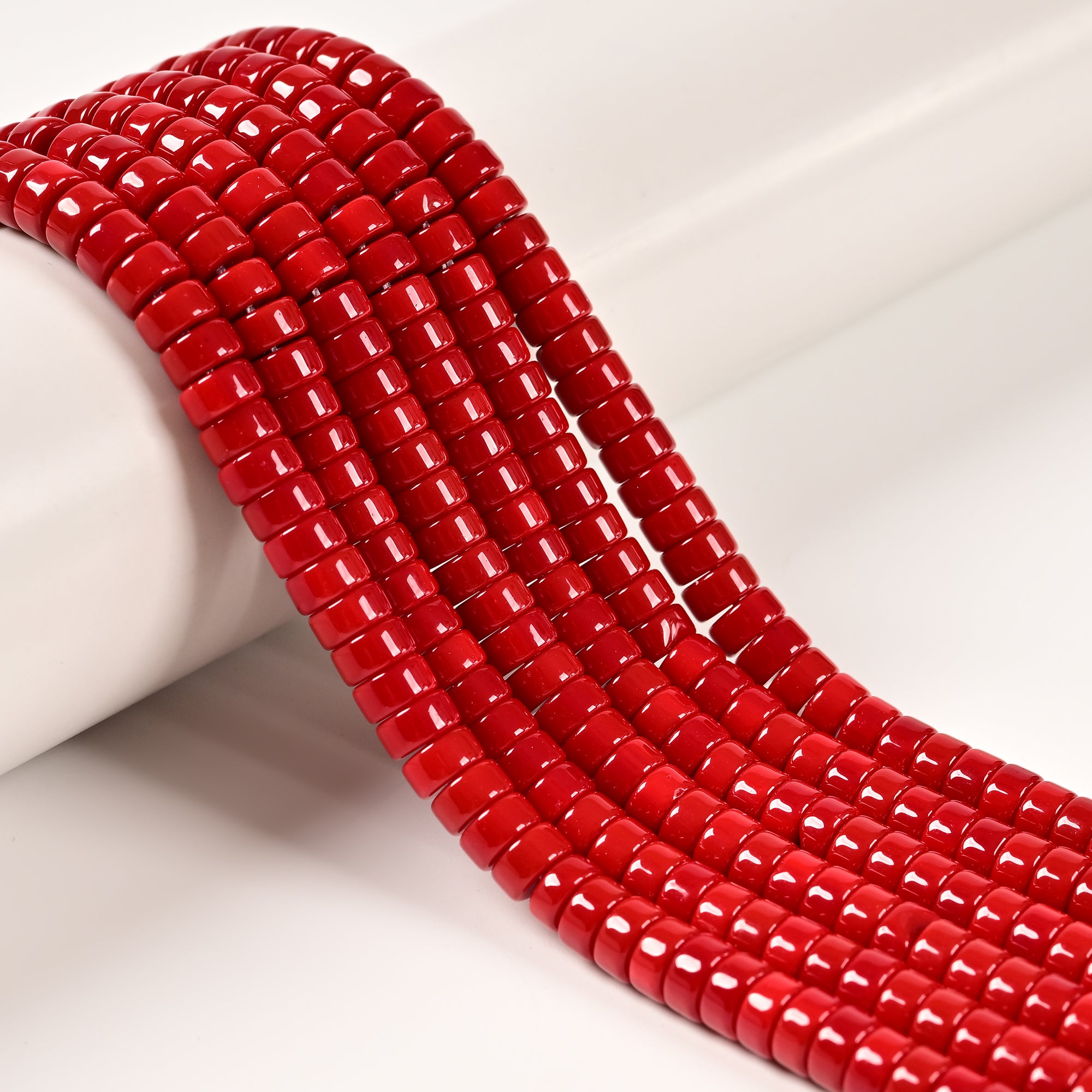 Dark Red Crystal Glass Heishi Disc Beads 3x6mm 15.5'' Strand - Perfect for Jewelry Making, DIY Bracelets & Necklaces, Boho Fashion Accessories