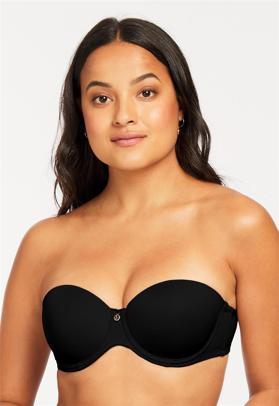 Strapless Bra for Women - Seamless Invisible Push Up Underwire Black Lace - Perfect for Wedding, Evening Dresses & Formal Wear