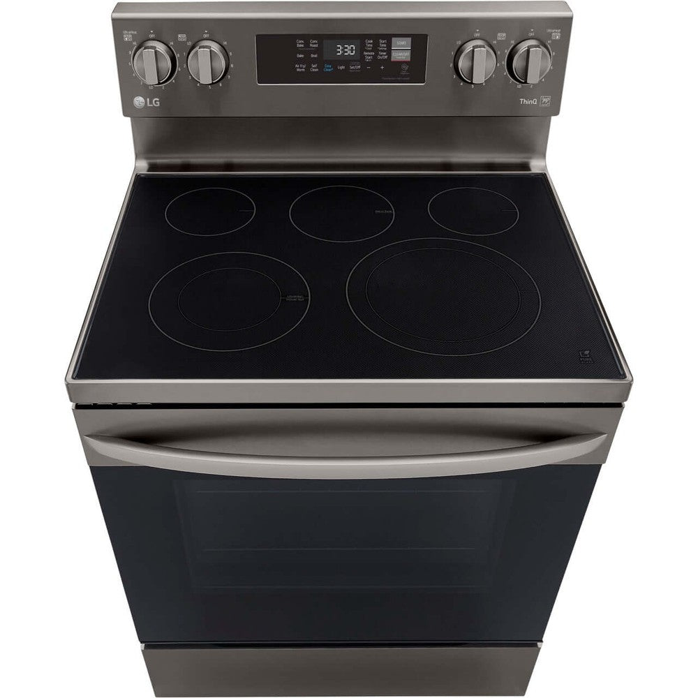 LG 30 Inch 6.3 Cu. Ft. Smart Electric Range with EasyClean & AirFry - Black Stainless Steel (LREL6323D) - Perfect for Modern Kitchens, Baking, Roasting & Air Frying