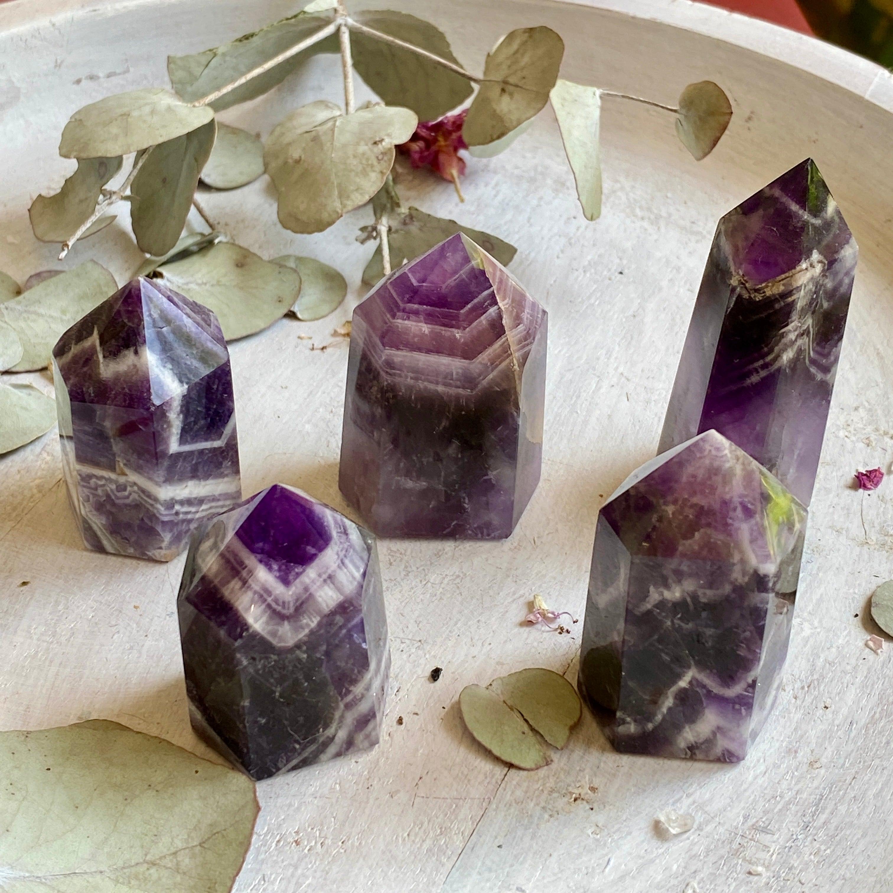 Chevron Amethyst Mini Generator - Portable Healing Crystal for Meditation, Reiki & Energy Balancing - Perfect for Home, Office & Spiritual Practices