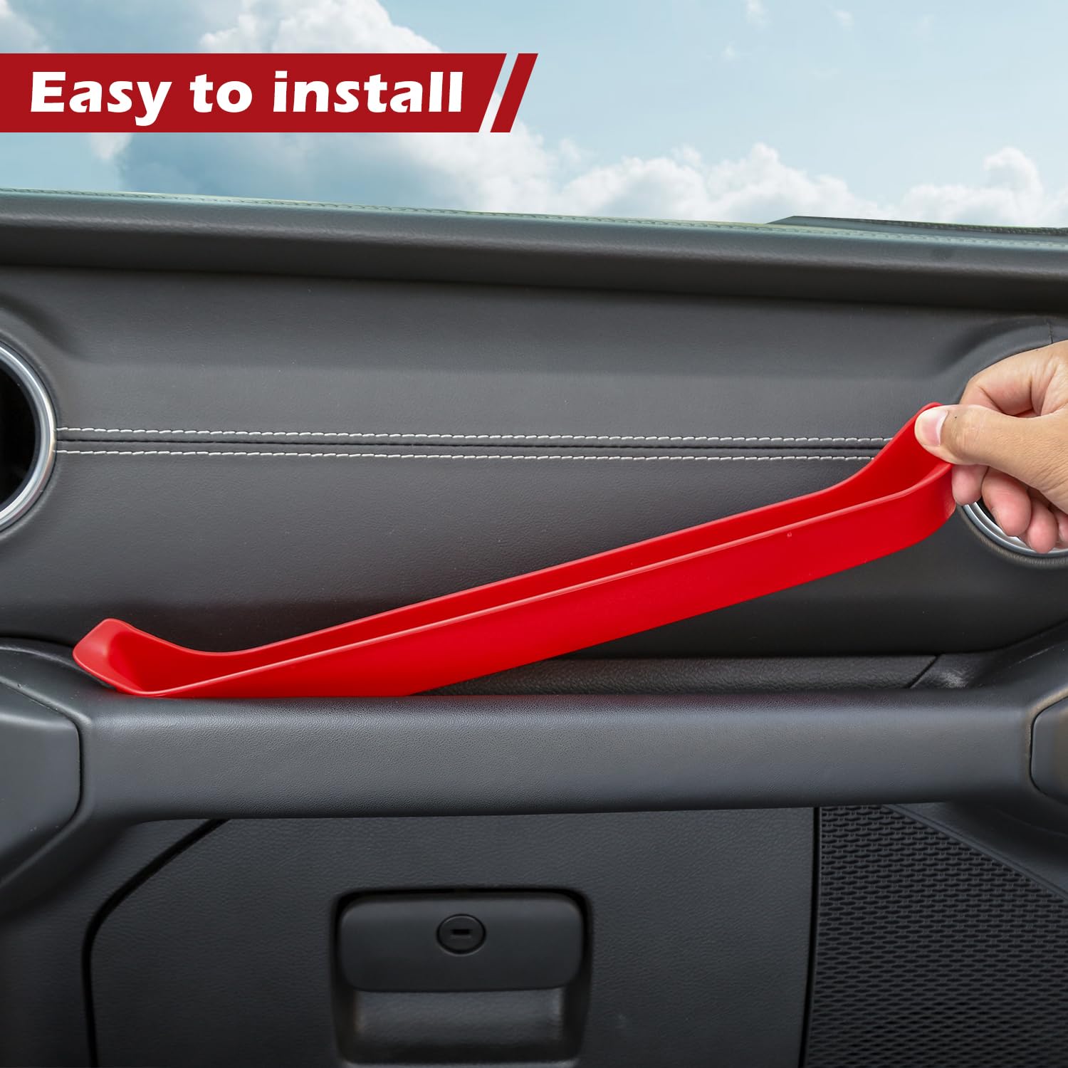 RT-TCZ Jeep Wrangler JL/JLU/Gladiator JT (2018-2023) Grab Handle Storage Tray - Red Co-Pilot Organizer for Passenger Side | Perfect for Road Trips, Off-Road Adventures & Daily Commute